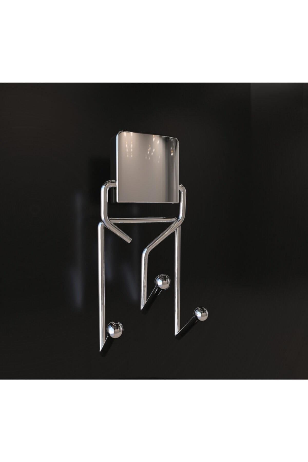 Yapışkanlı Lüks Banyo Havluluk Askılığı Üçlü Krom Metal Paslanmaz Havluluk DC477