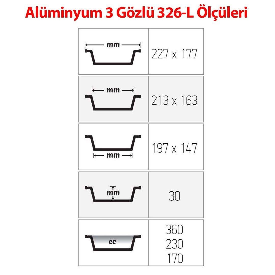 Alüminyum 3 Gözlü Kap 100 Adetli