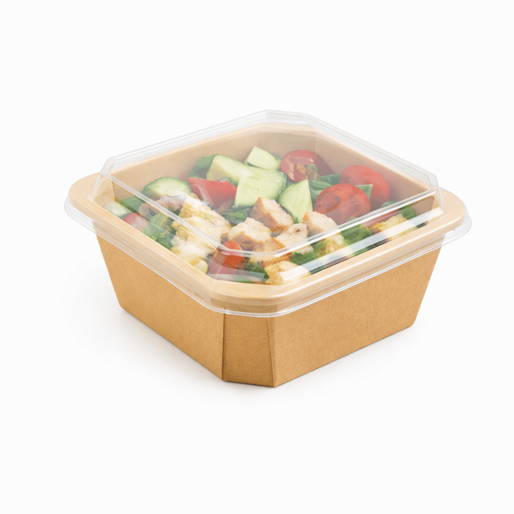 Salata Kabı Kare 1300 gr KRAFT Kap+Kapak 200 Adet