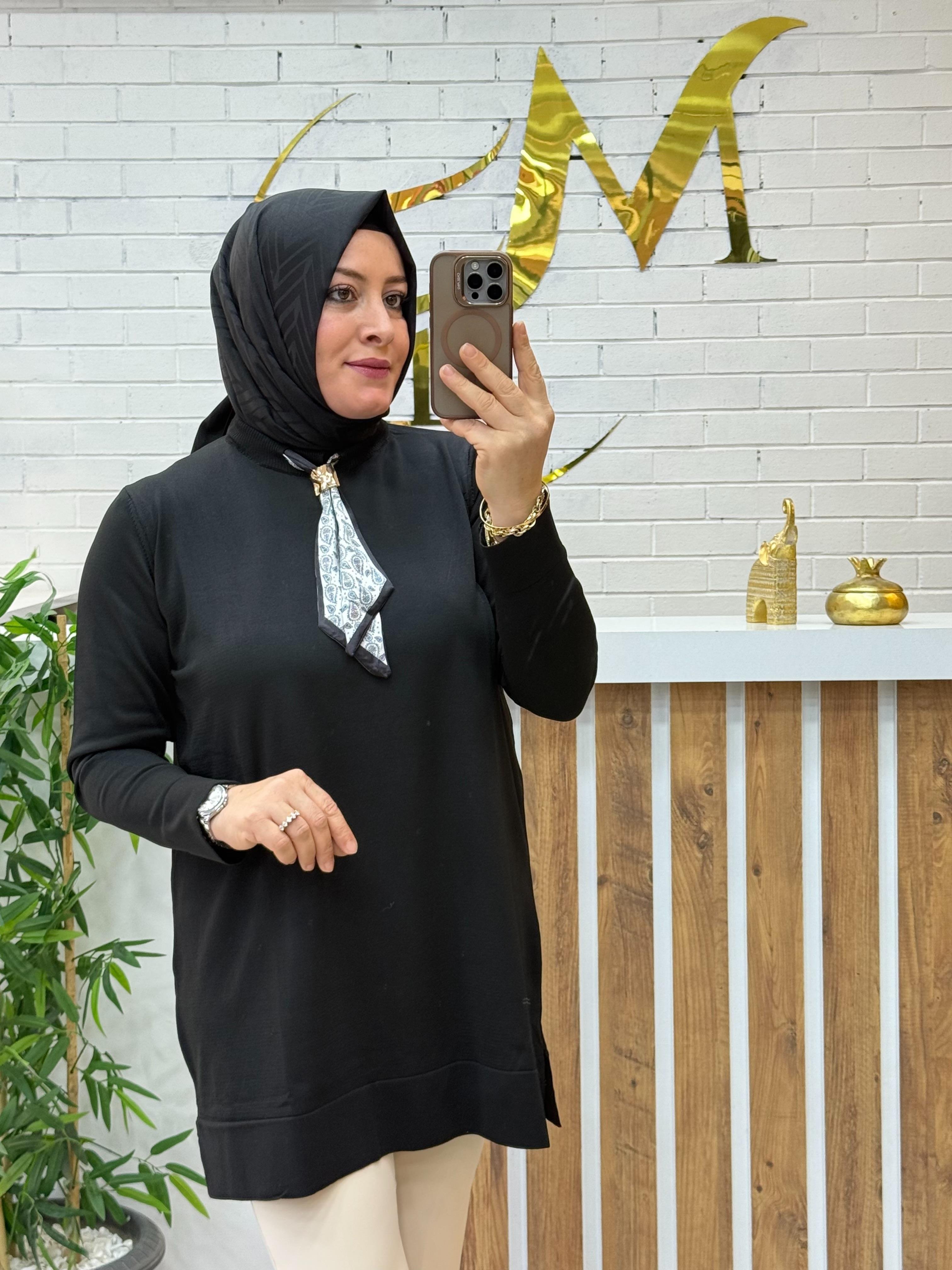 Fularlı Soğuk Merserize Tunik