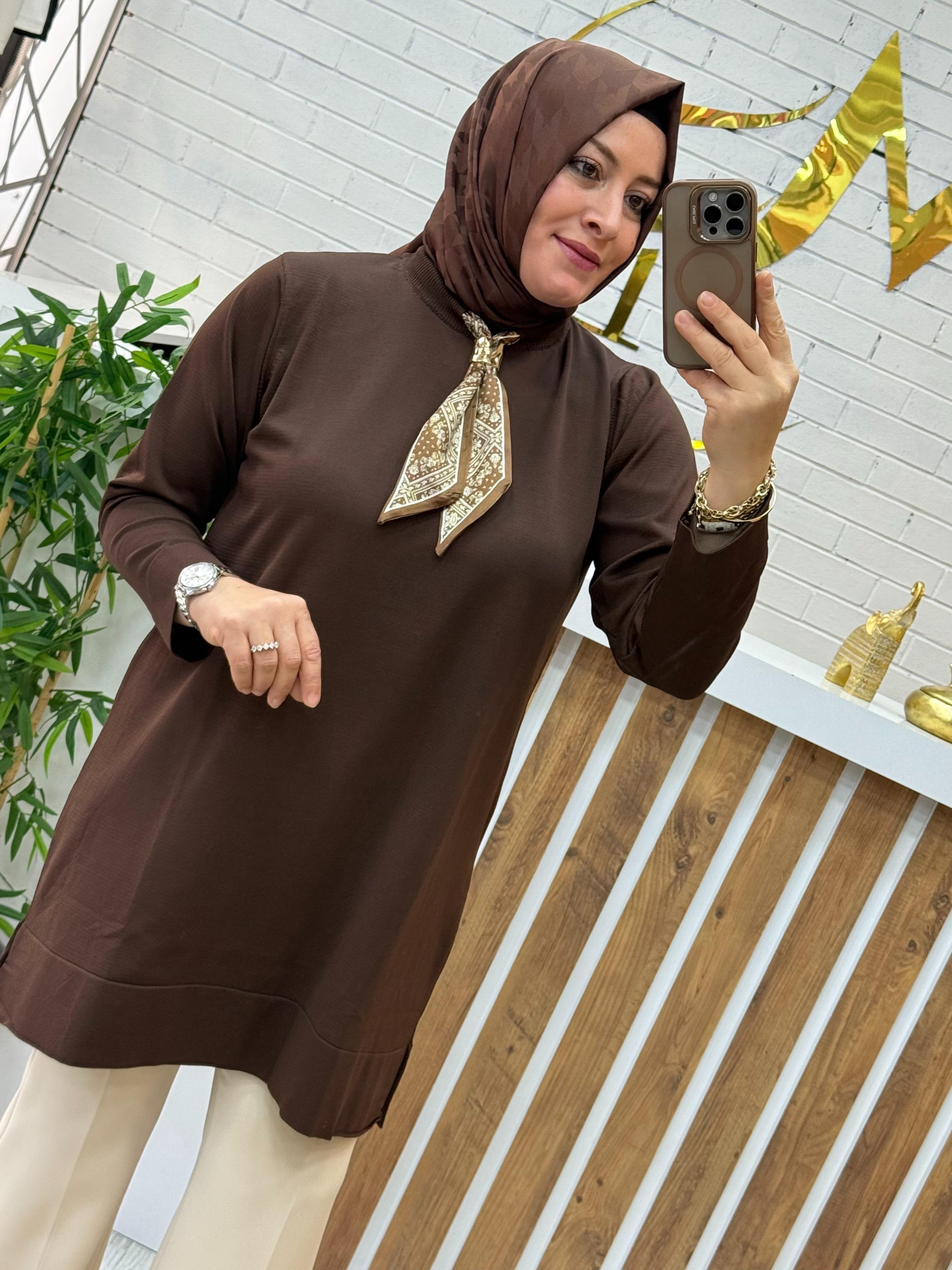 Fularlı Soğuk Merserize Tunik