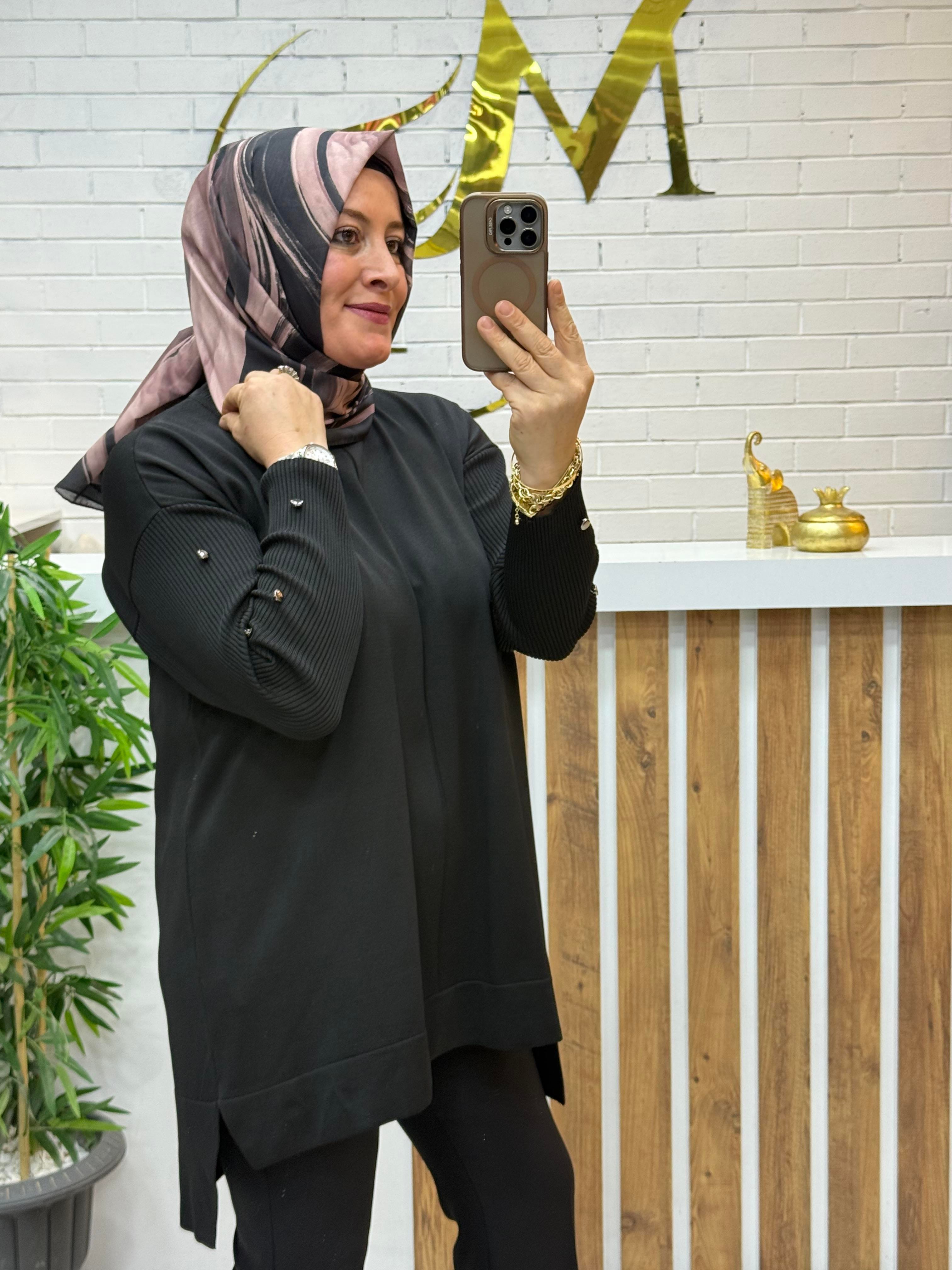 KOLU DÜĞMELİ MERSERİZE TUNİK
