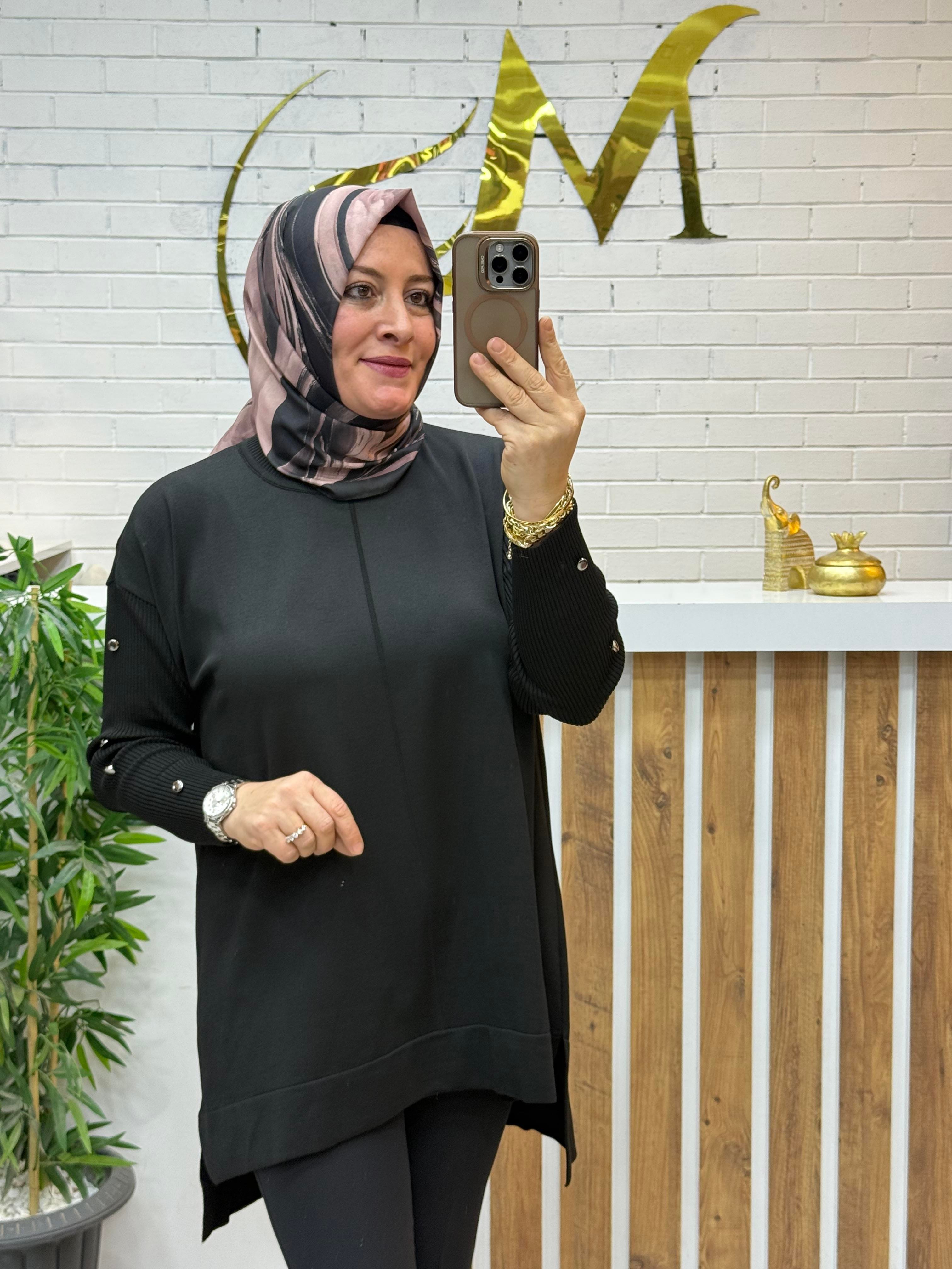KOLU DÜĞMELİ MERSERİZE TUNİK