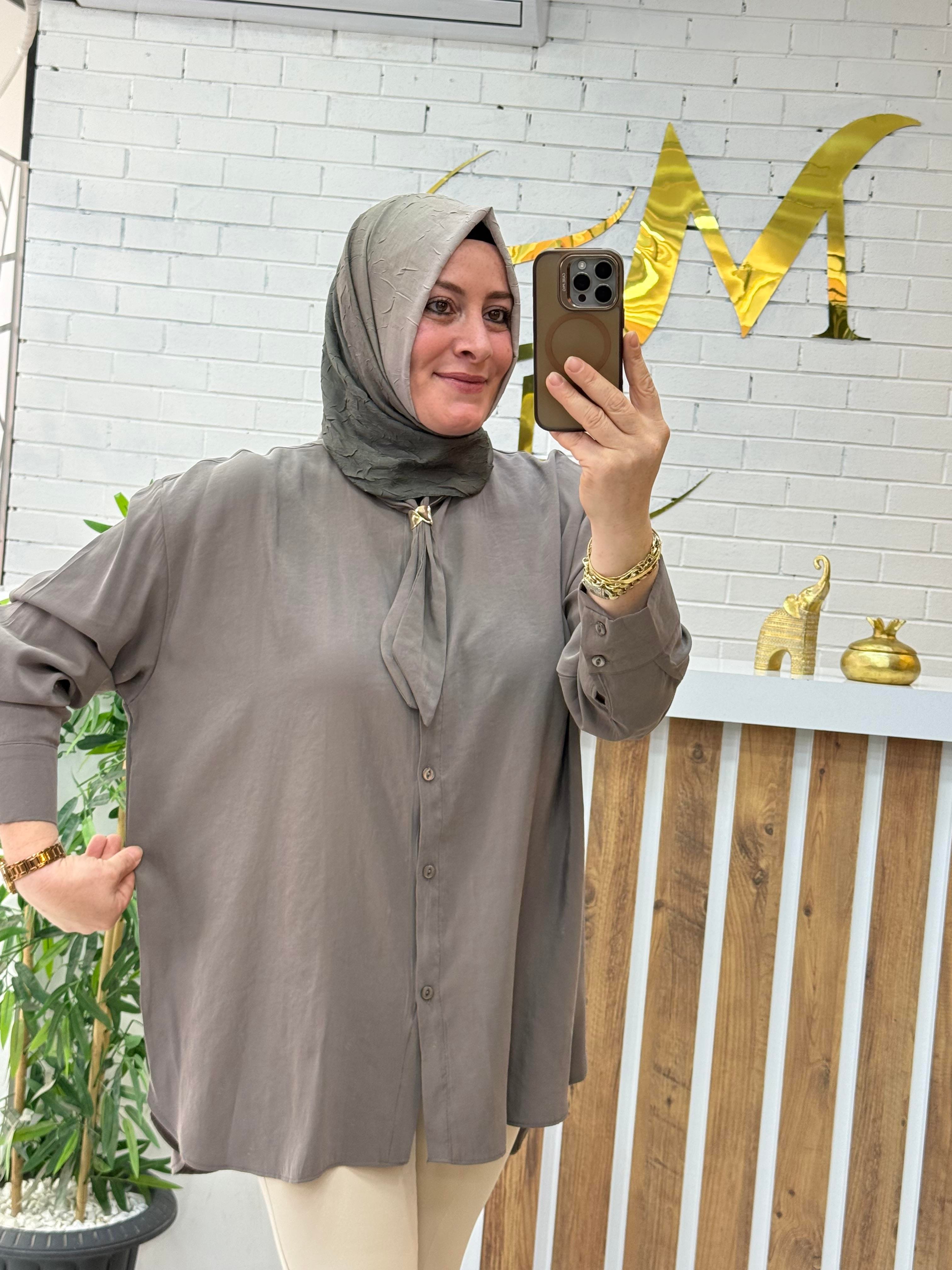 SEYYAR FULARLI TENSEL KUPRA GÖMLEK