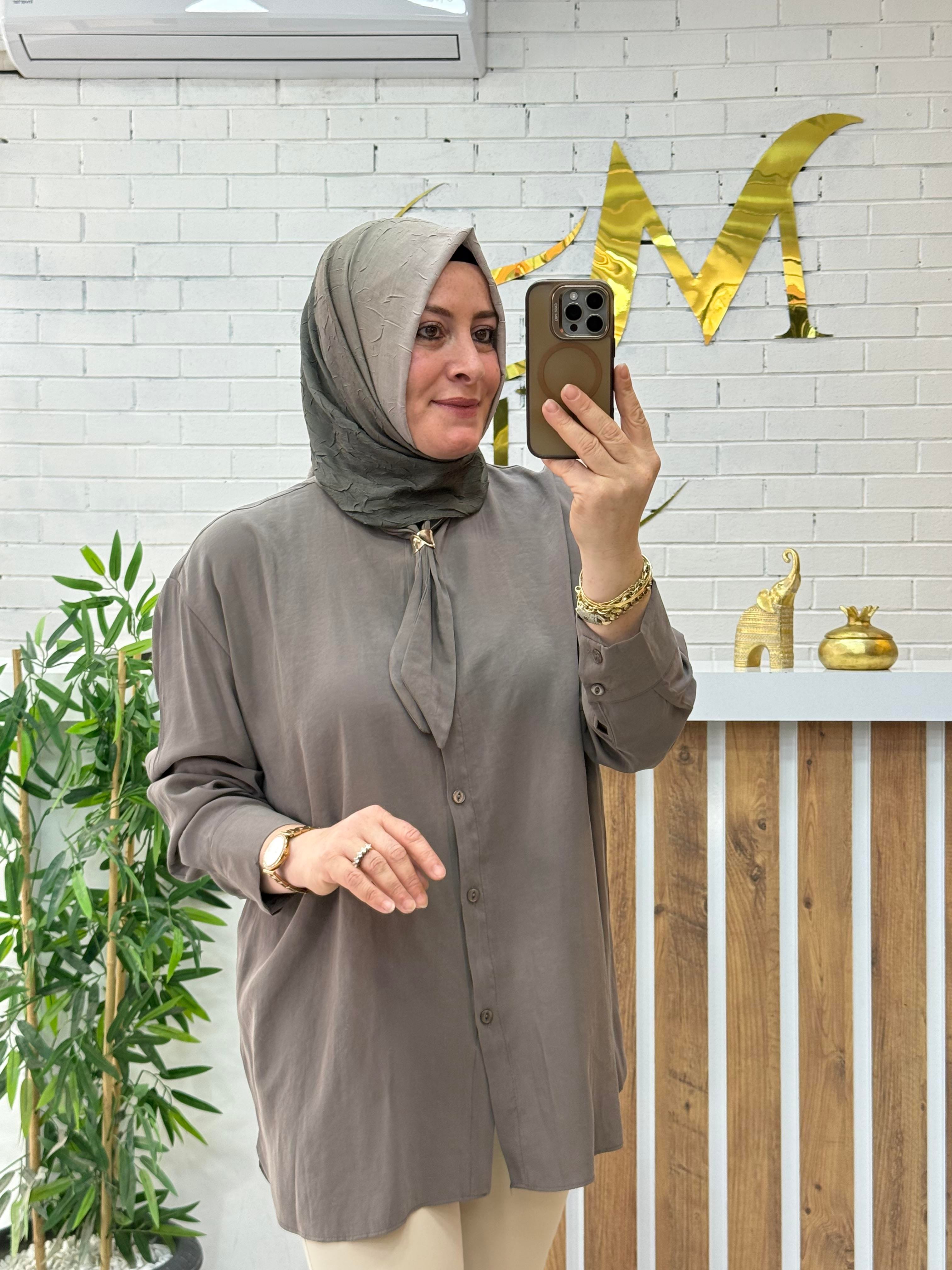 SEYYAR FULARLI TENSEL KUPRA GÖMLEK