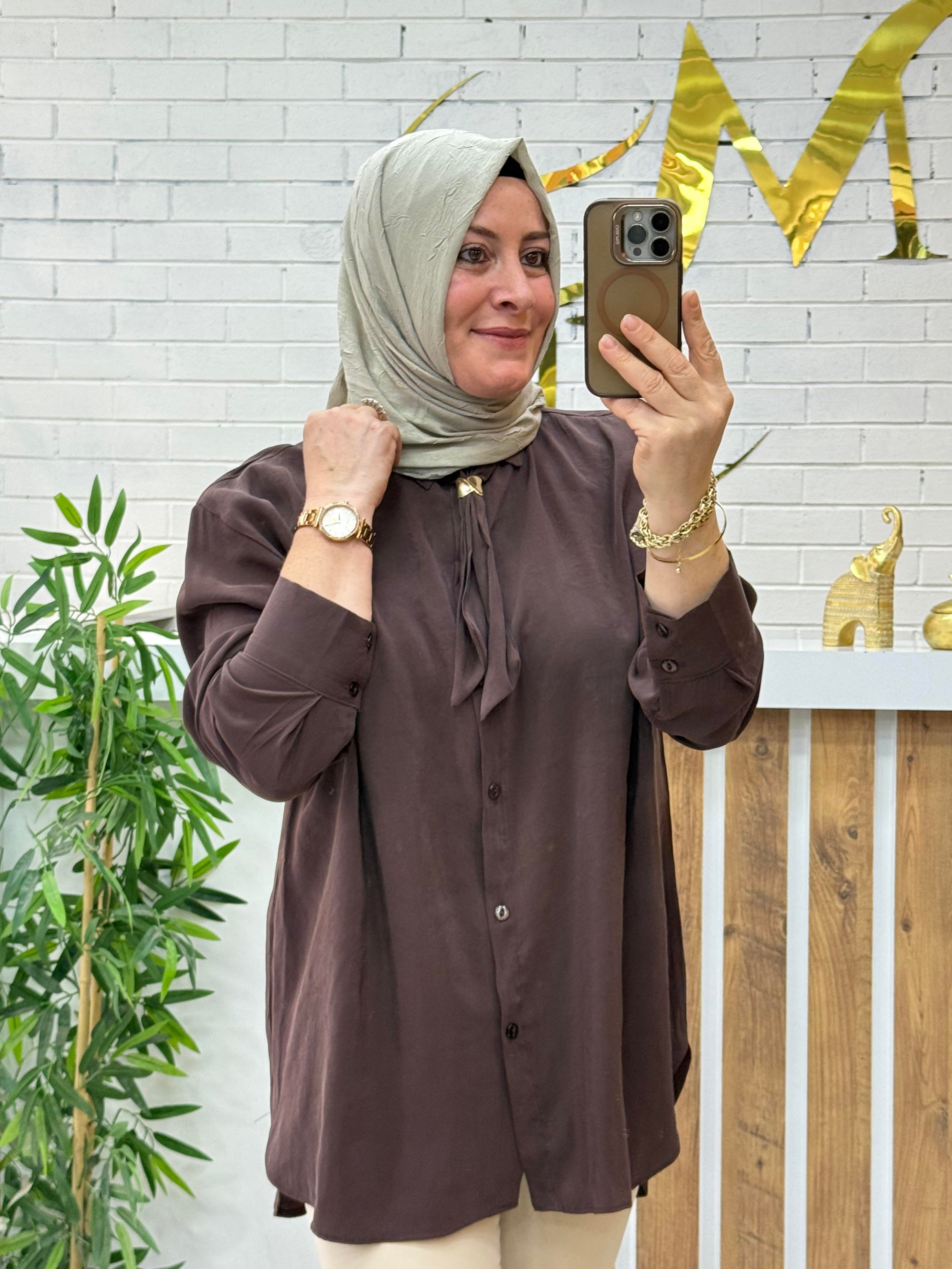 SEYYAR FULARLI TENSEL KUPRA GÖMLEK