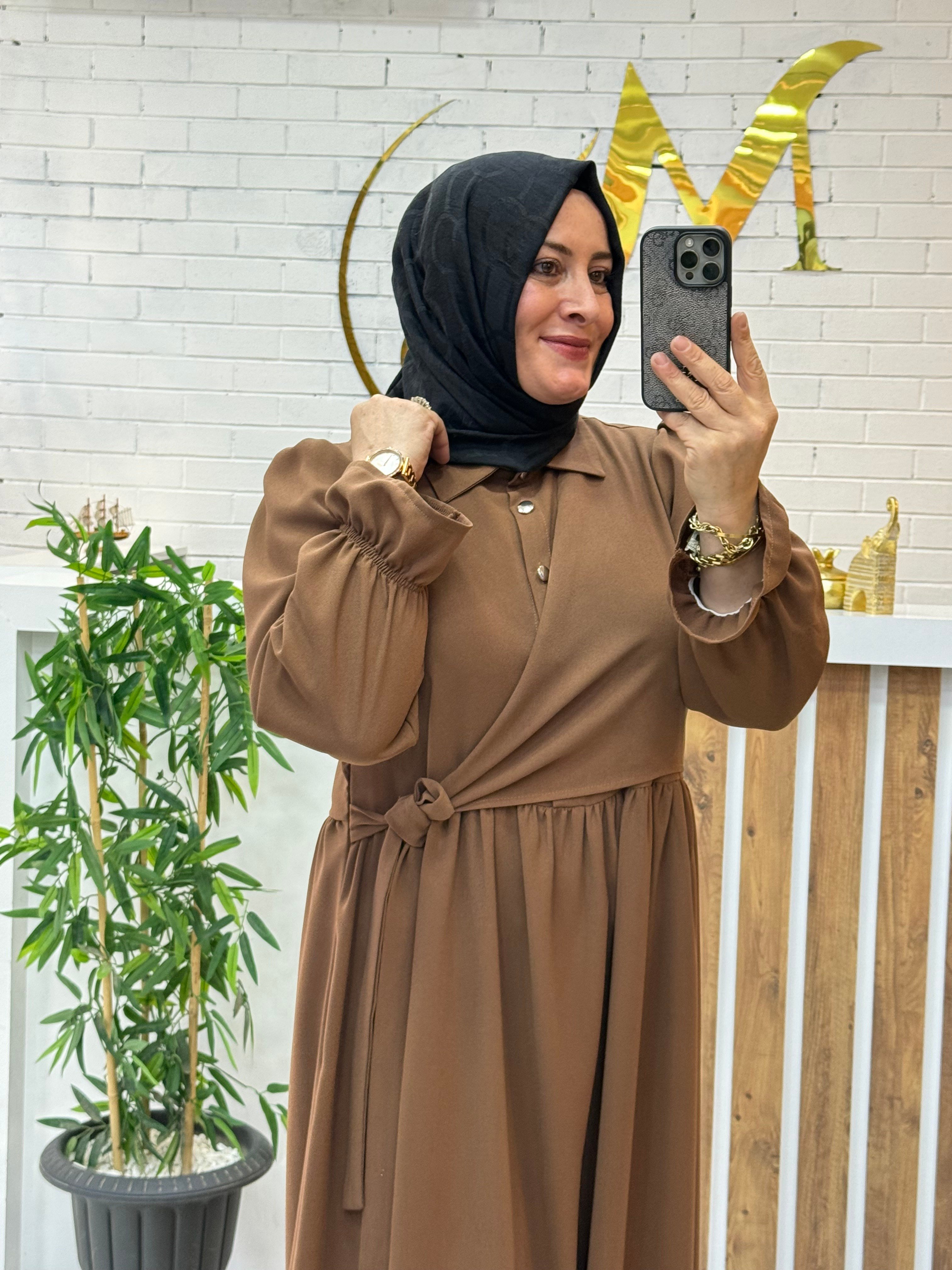 Yandan Bağlamalı Krep Elbise
