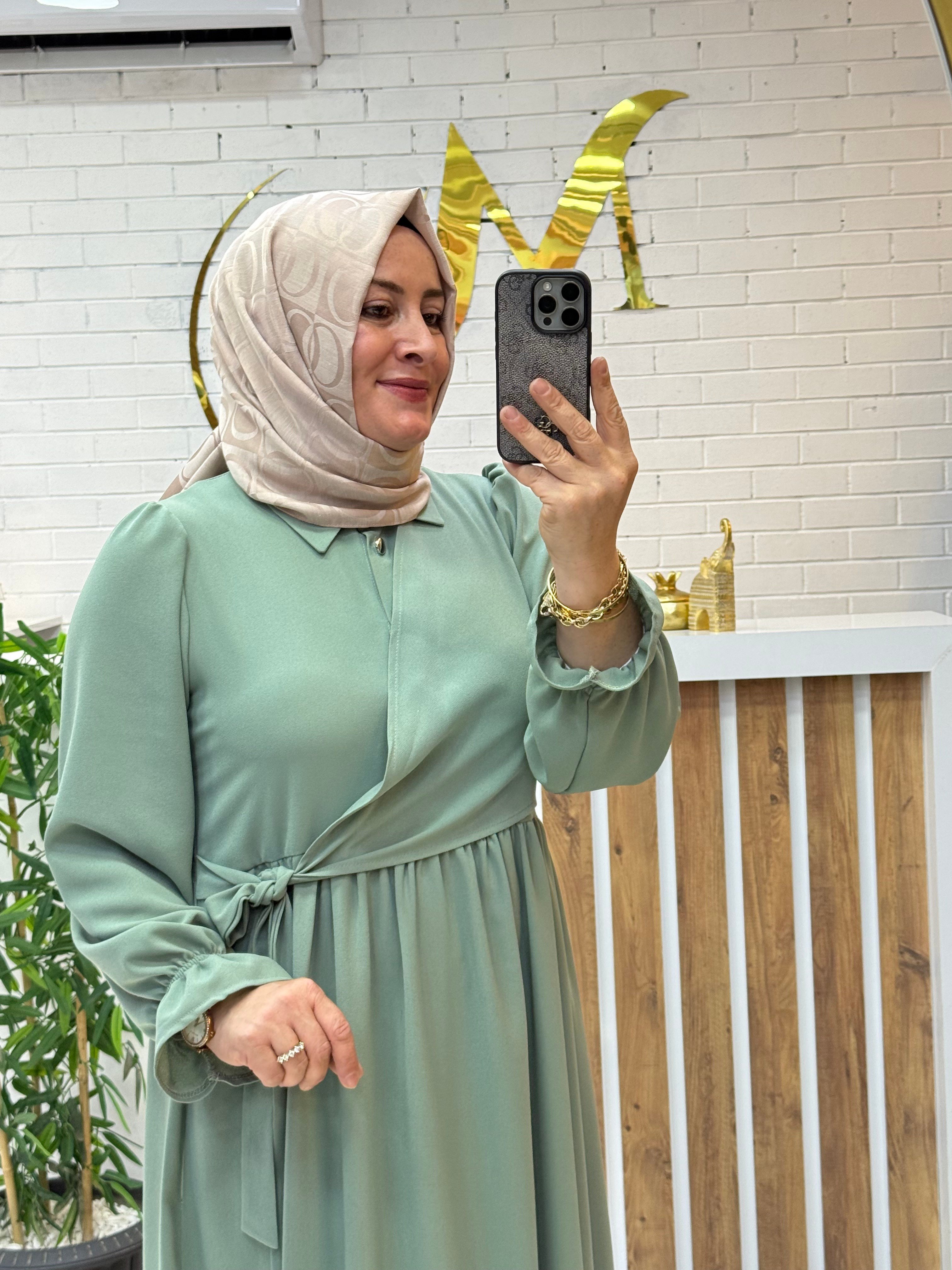 Yandan Bağlamalı Krep Elbise