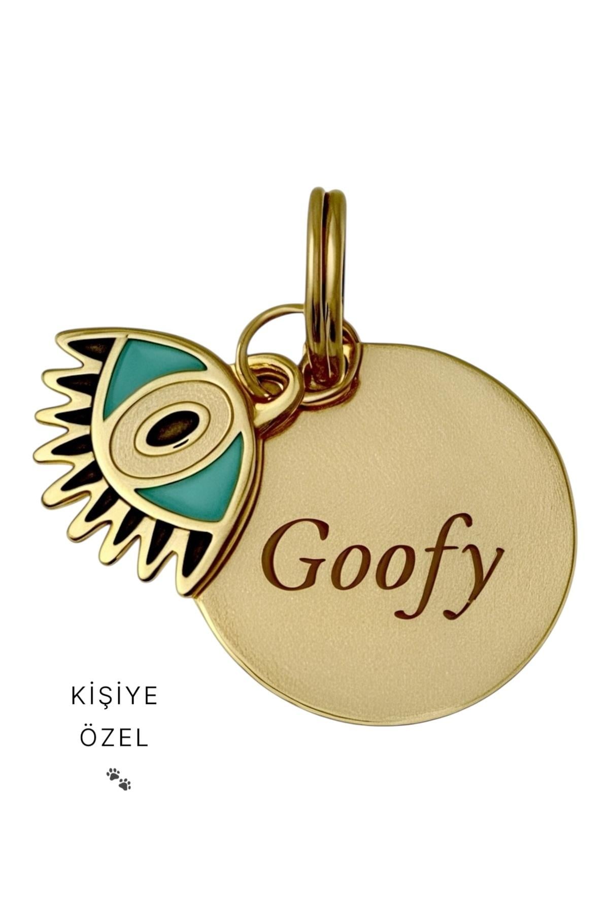 İsme Özel Altın kaplama kedi& köpek isimlik künye Evil Eye