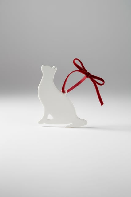 KEDİ 3'LÜ  YILBAŞI SÜSÜ BEYAZ