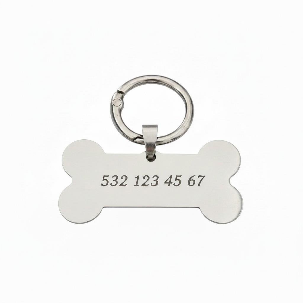 Premium Çelik Kemik Köpek Künyesi Kişiye Özel İsimlik Kemik