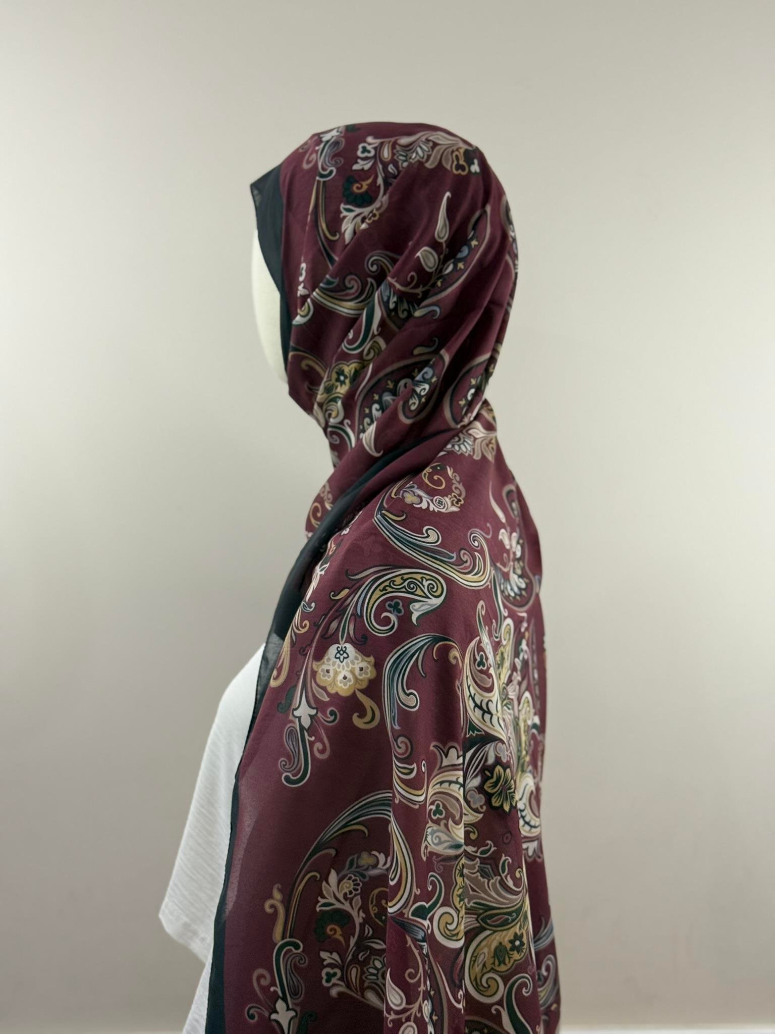 Levidor Etnik Desenli Şal - Bordo Sarı