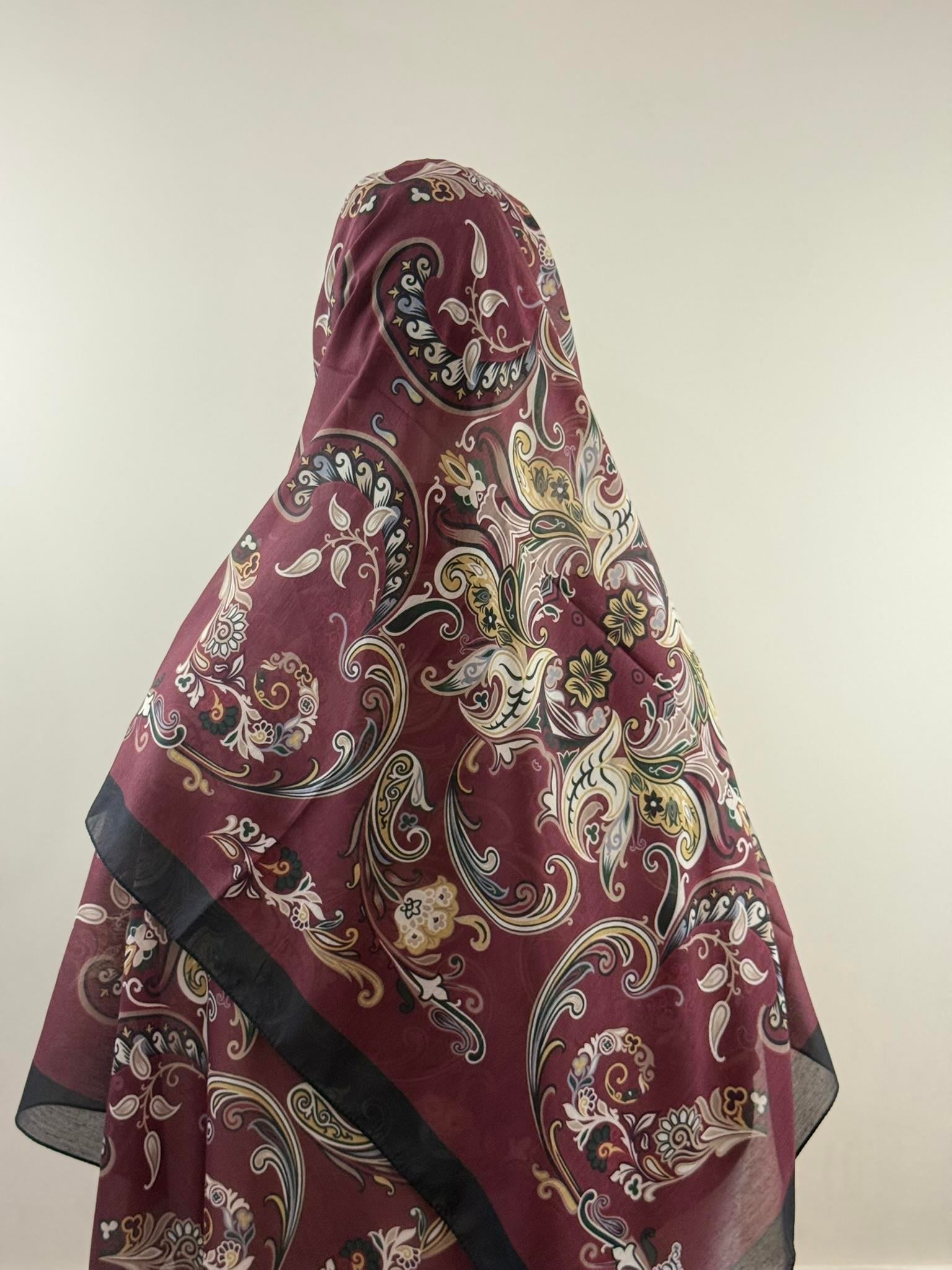 Levidor Etnik Desenli Şal - Bordo Sarı