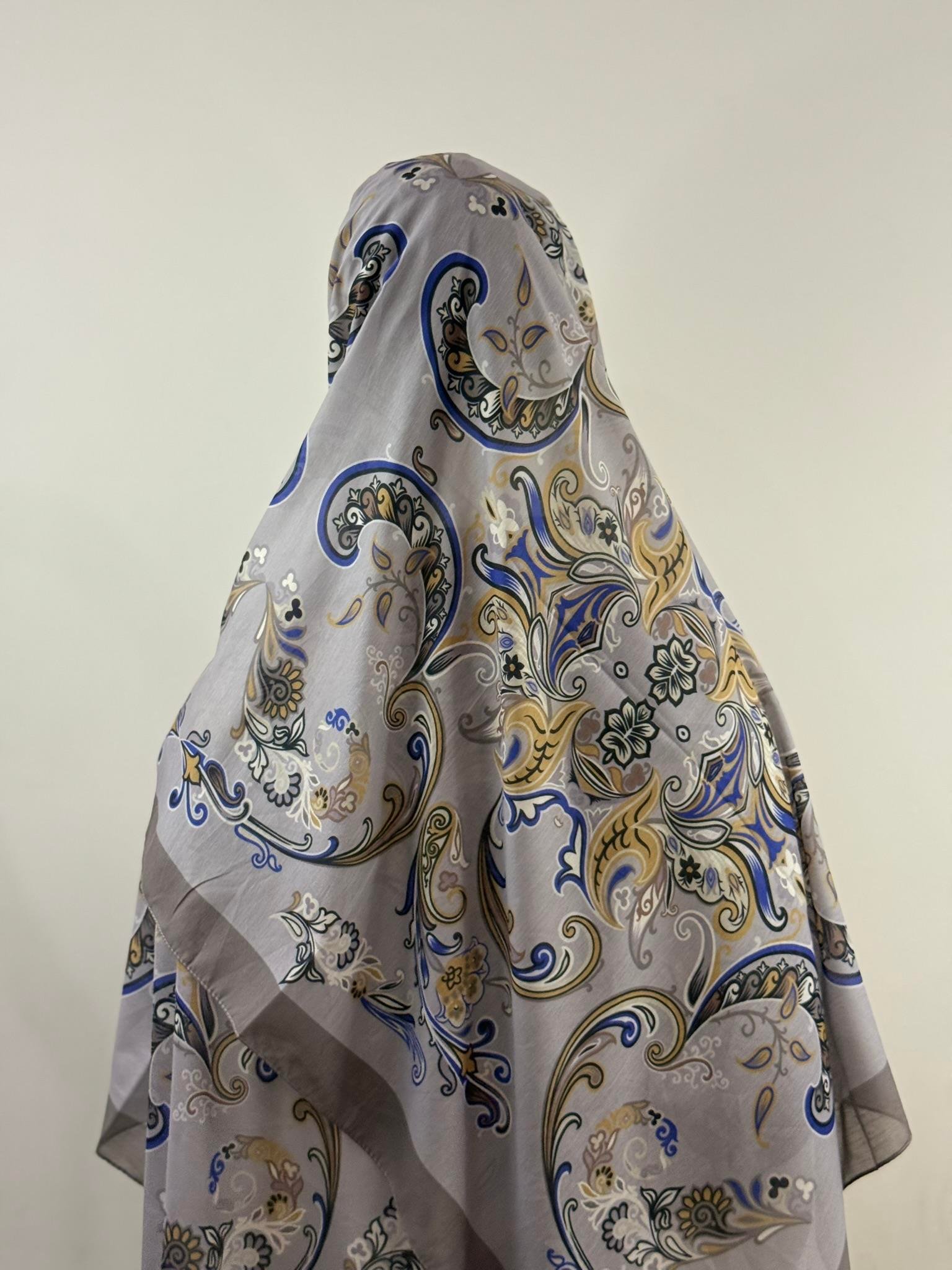 Levidor Etnik Desenli Şal - Gri Mavi Sarı