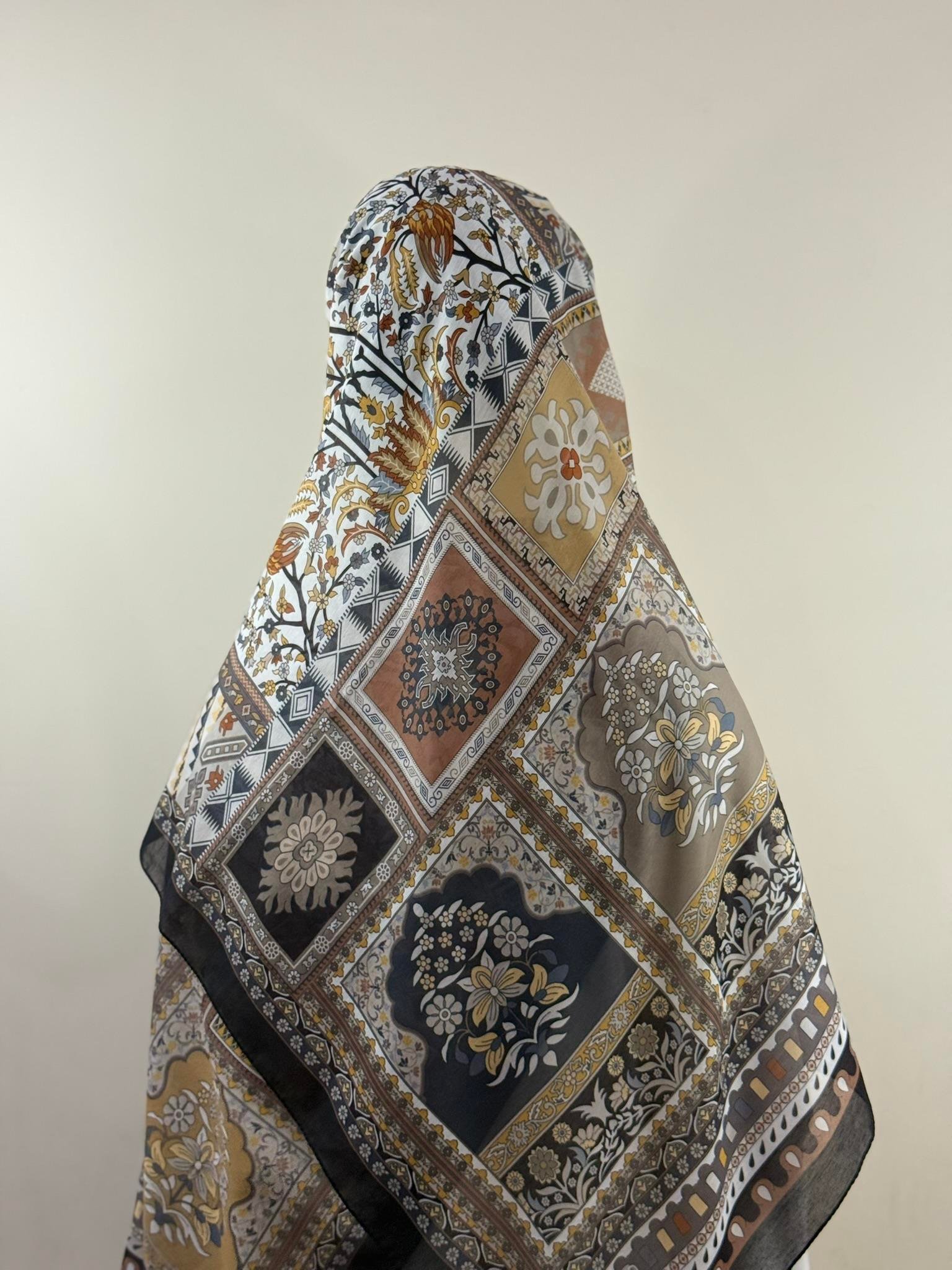 Levidor Etnik Desenli Şal - Hardal Siyah
