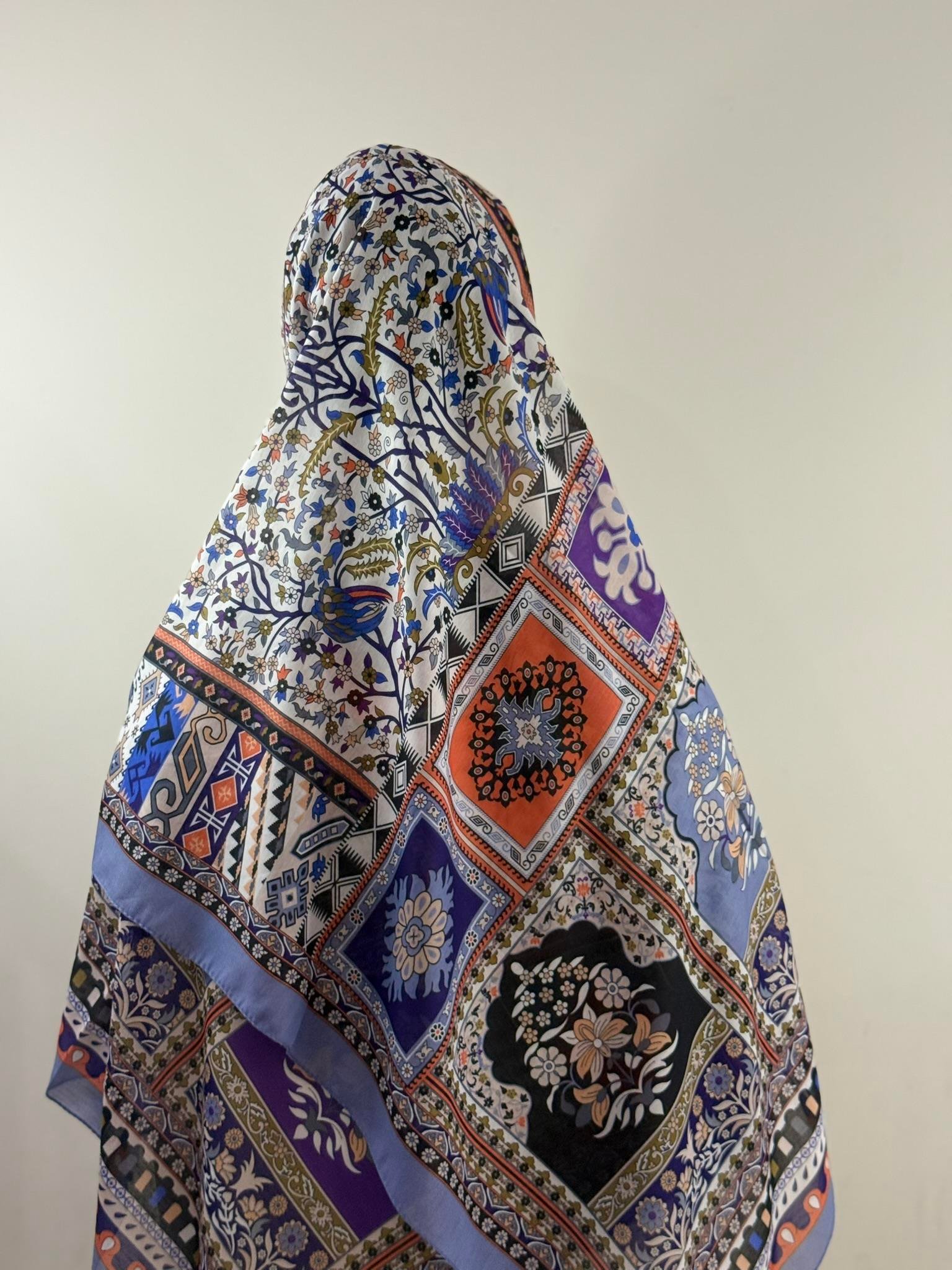Levidor | Etnik Desenli Şal - Lila Mavi
