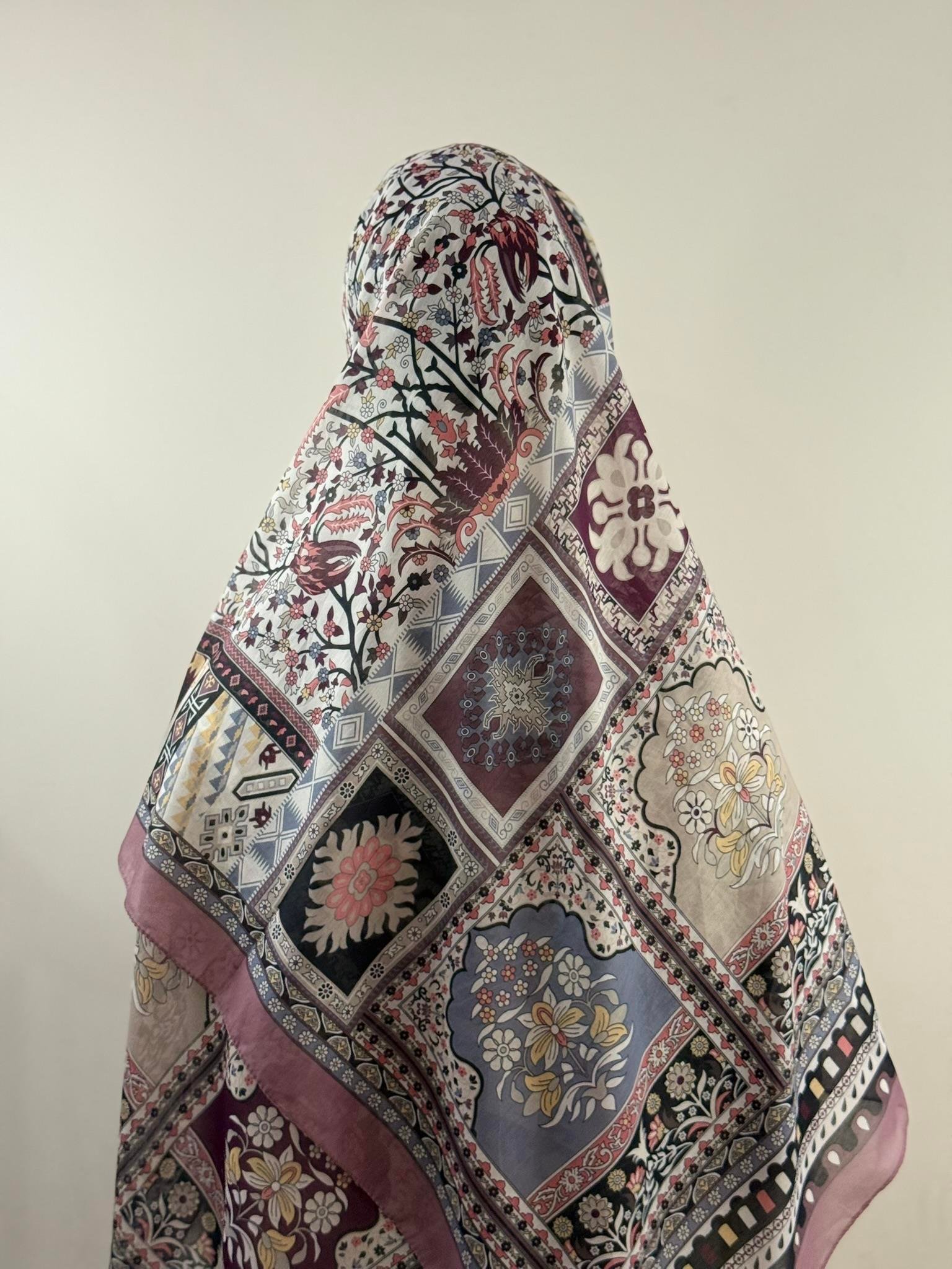 Levidor | Etnik Desenli Şal - Pudra Bordo