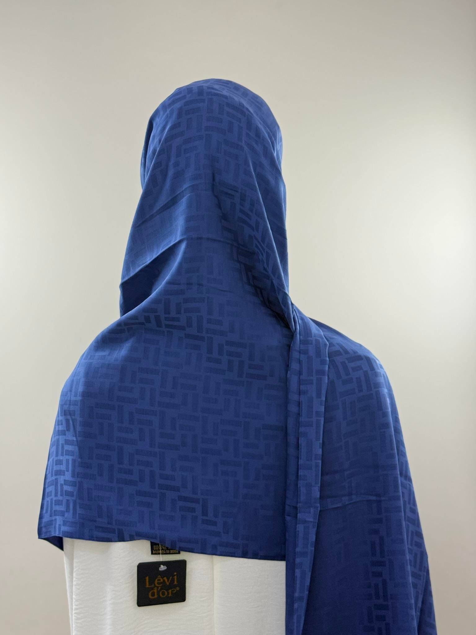 Levidor | Indigo Mavi Çubuk Desen Blue Jakarlı Şal