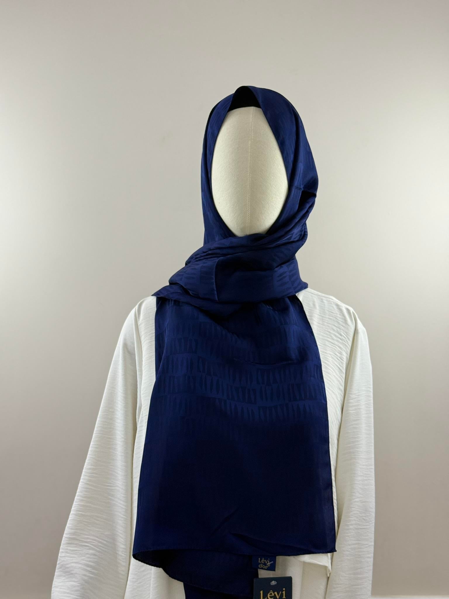 Levidor | Koyu Lacivert Damla Desen Blue Jakar Şal