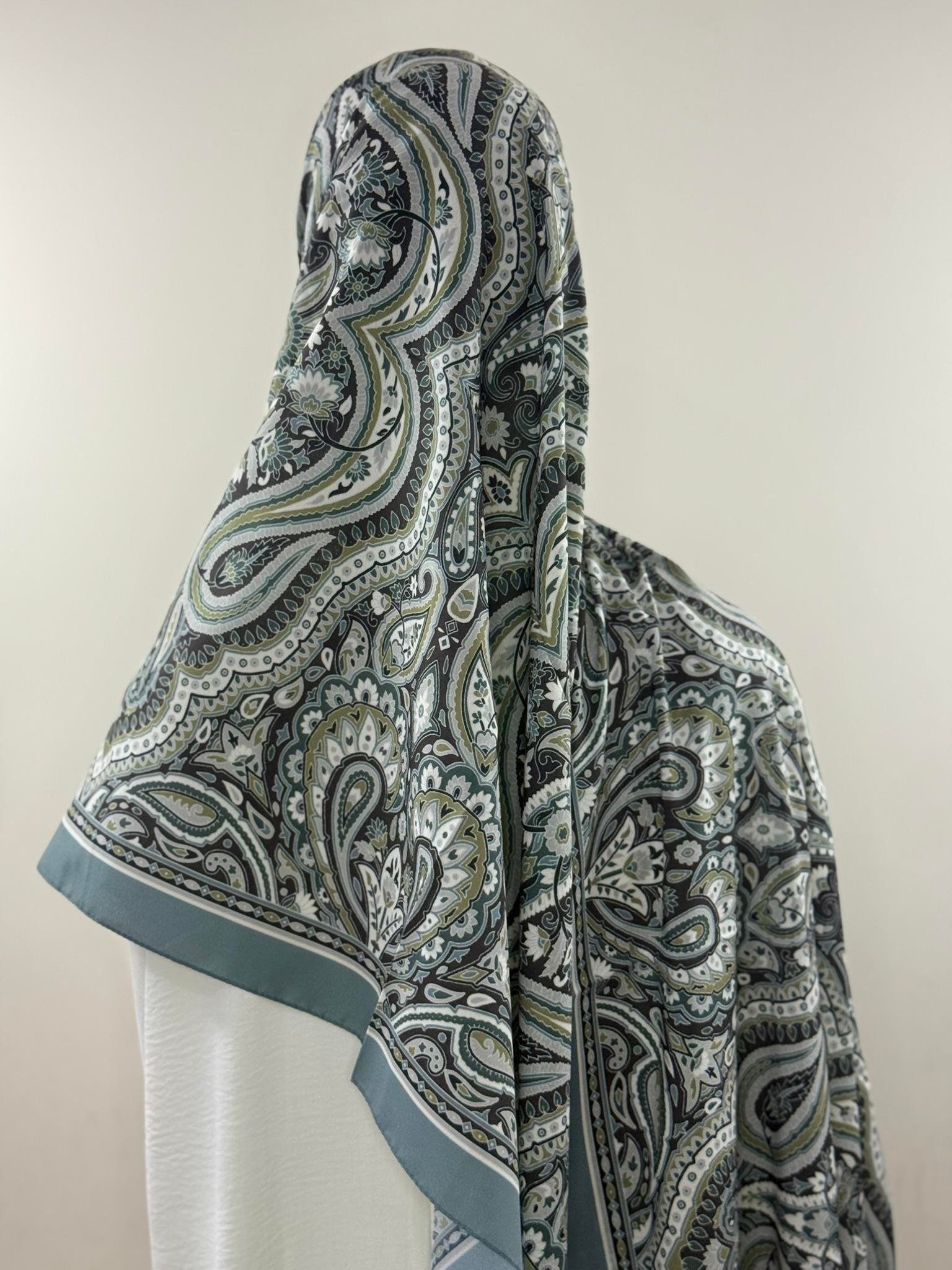 Levidor | Mint Gri Paisley Desenli Şal