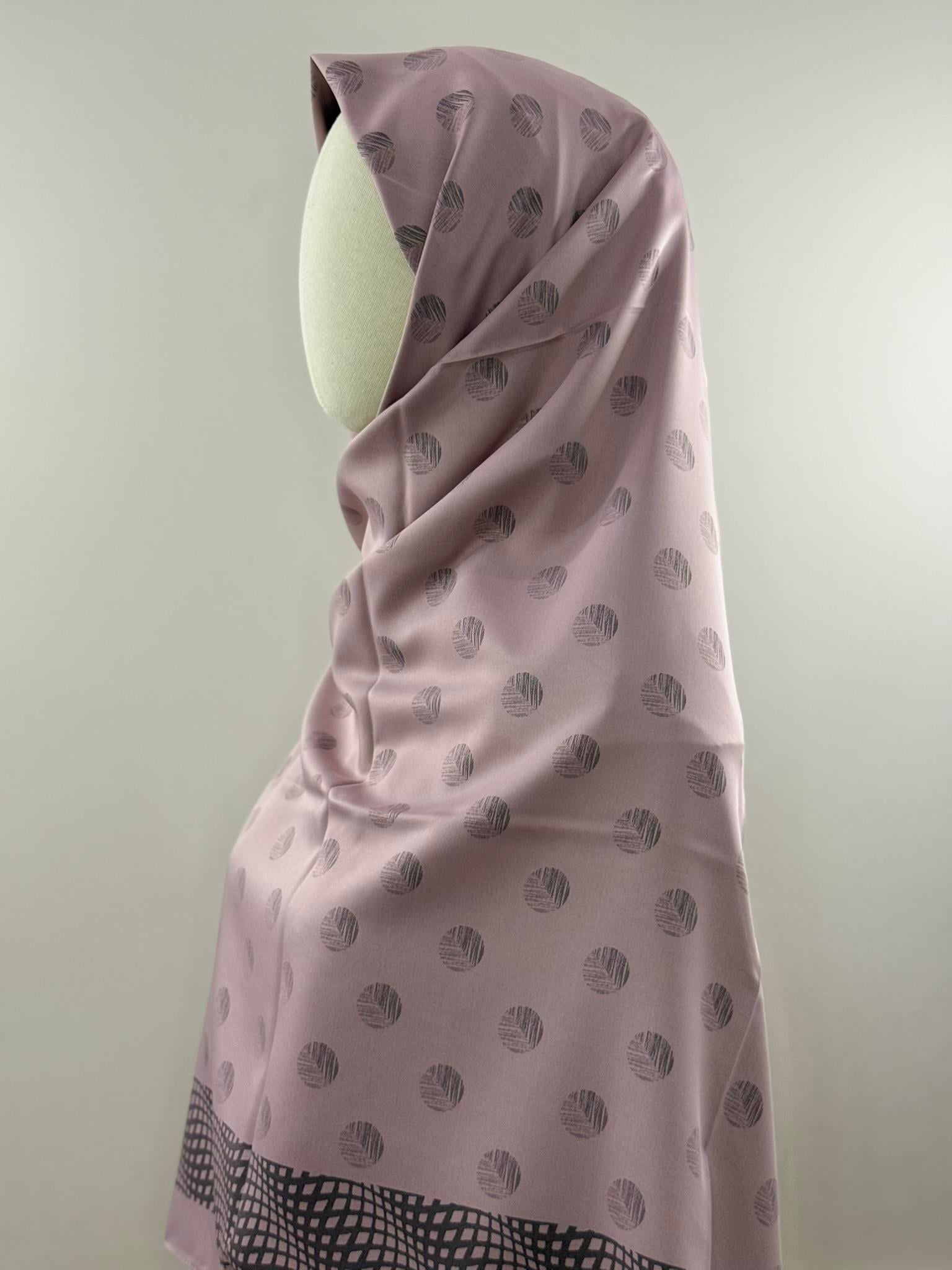 Miss Color | Pudra Pembe Yaprak Desenli Eşarp