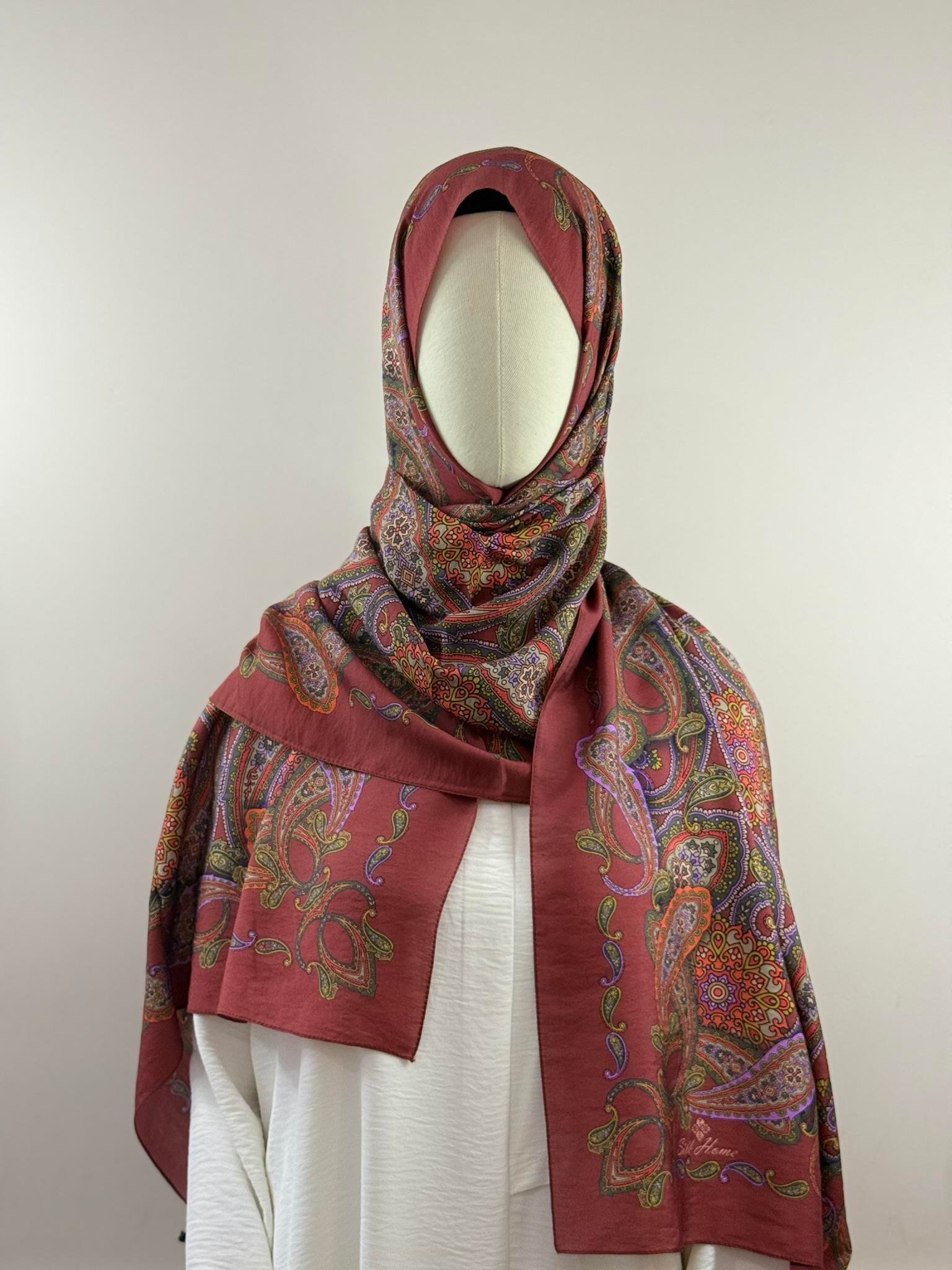 Silk Home | Mayda Şal - Bordo Sarı