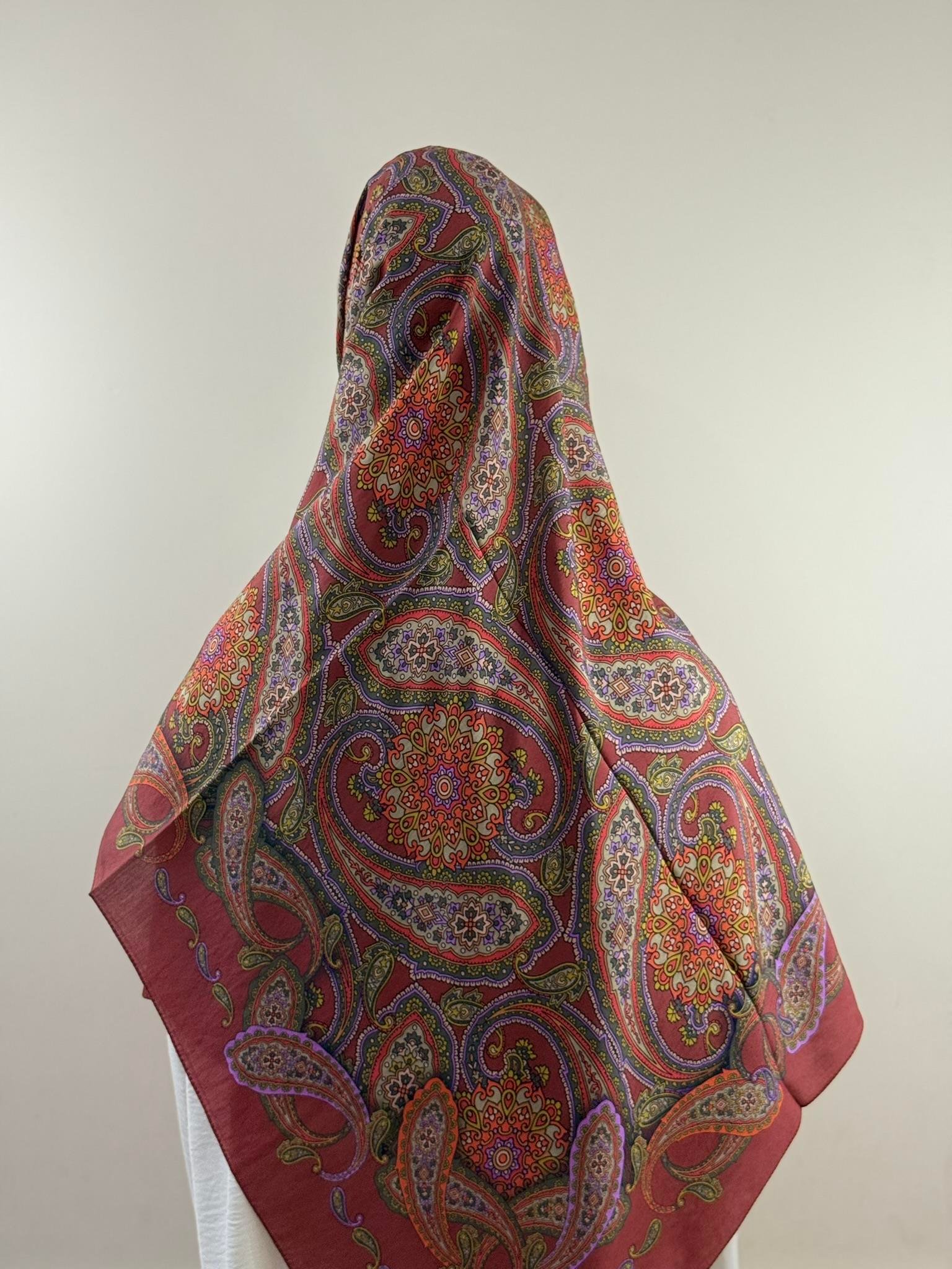 Silk Home | Mayda Şal - Bordo Sarı