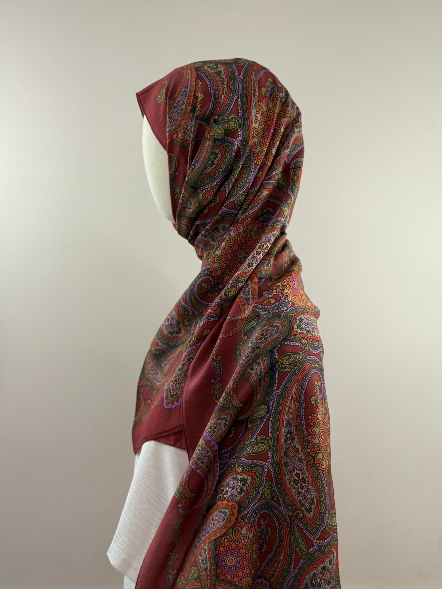 Silk Home | Mayda Şal - Bordo Sarı