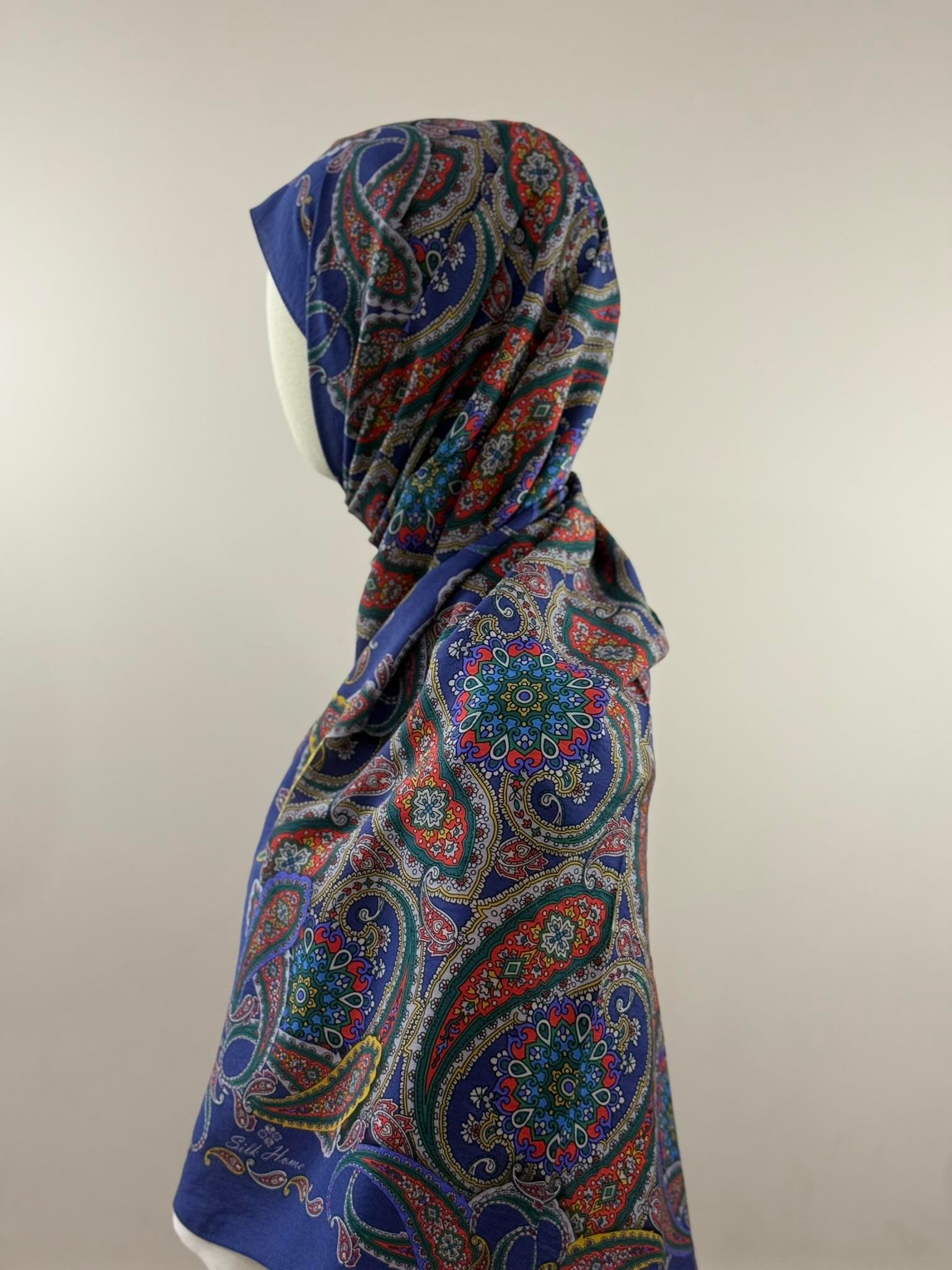 Silk Home | Mayda Şal - Lacivert Kırmızı