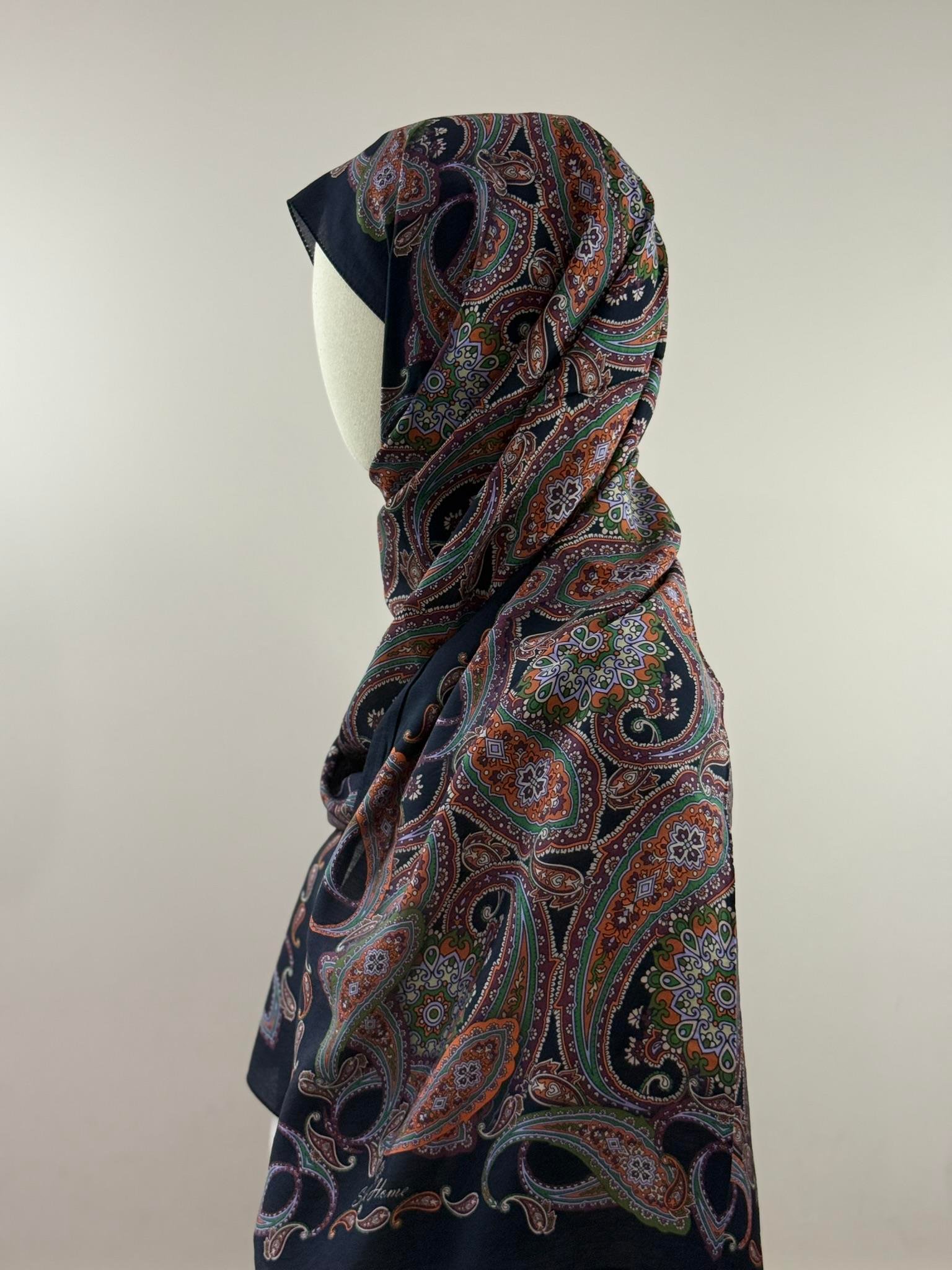 Silk Home | Mayda Şal - Siyah Turuncu