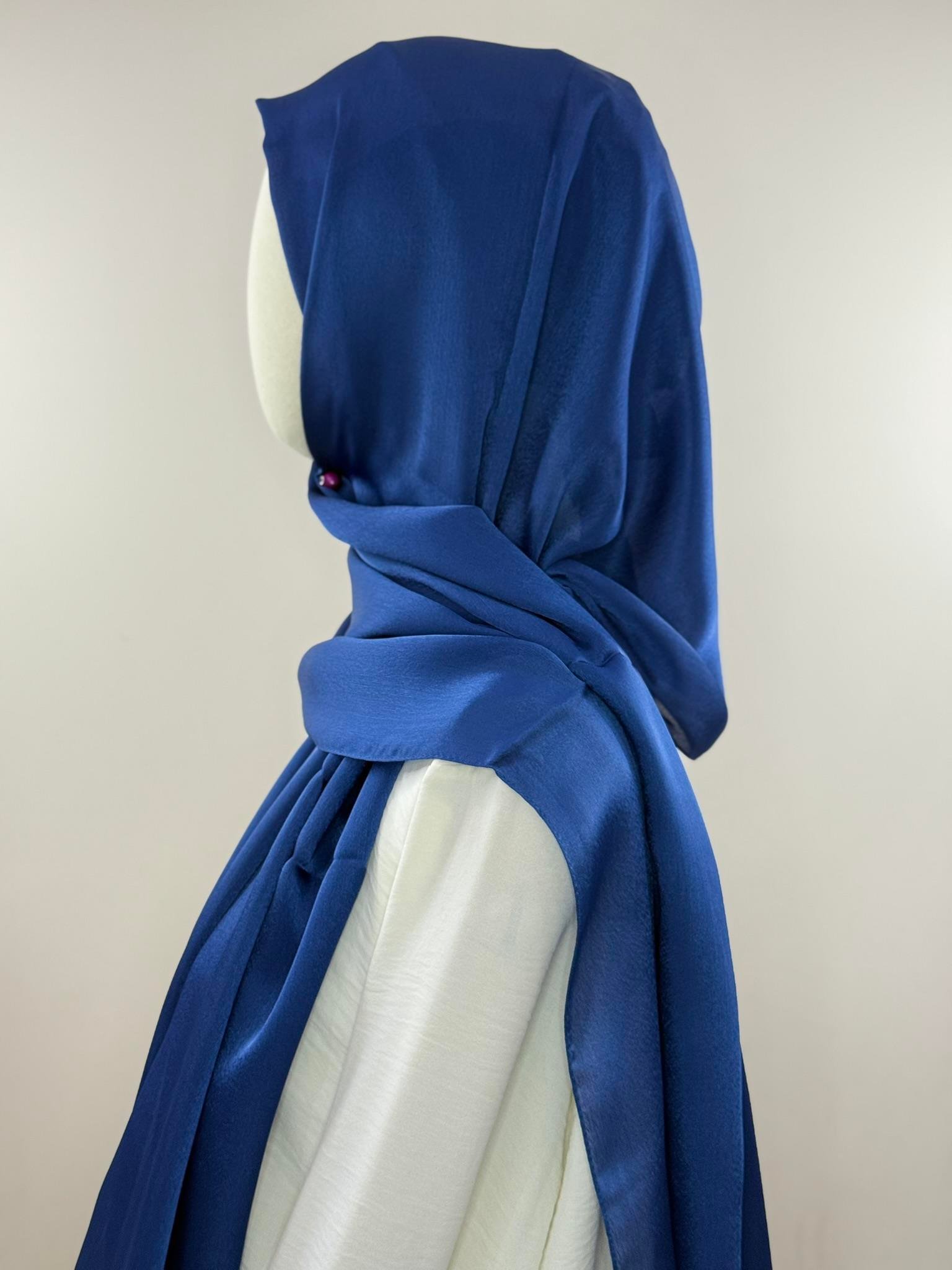 Silk Home | Saks Mavi Janjan Tek Taraflı Şal