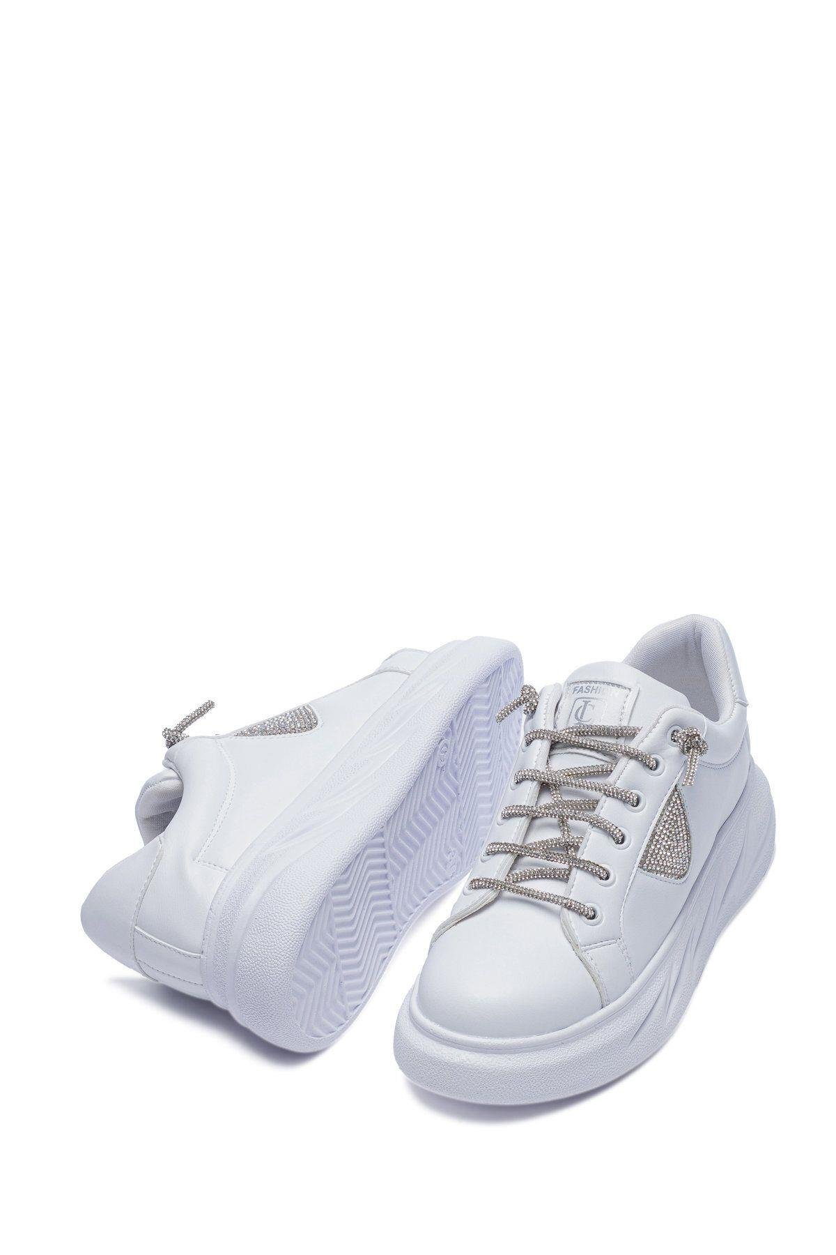 Kadın Ortopedik Taşlı Bağcık Günlük Spor Ayakkabı Sneakers