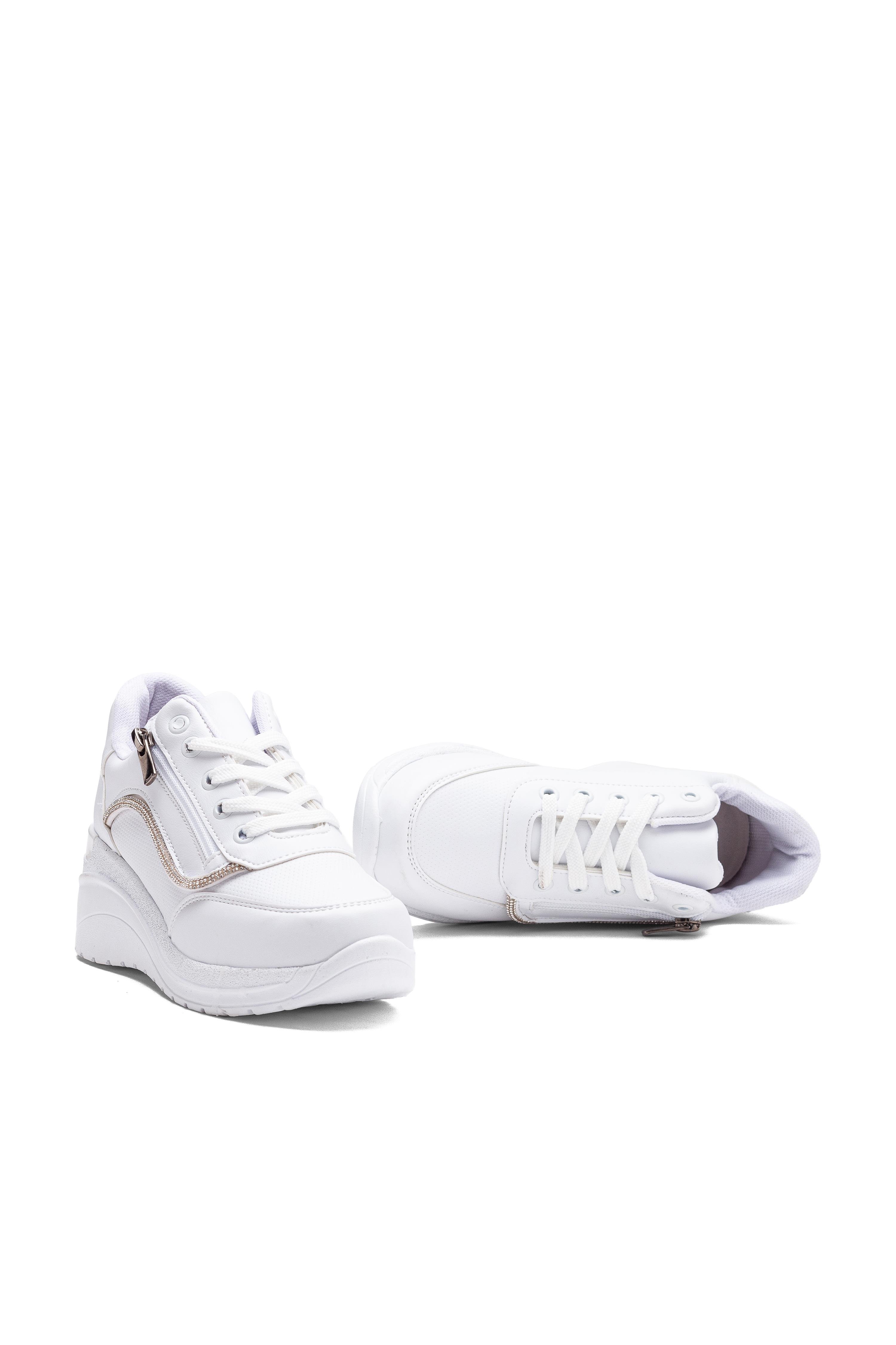 Kadın Taşlı Rahat Kalıp Kalın Topuklu Spor Ayakkabı Sneaker
