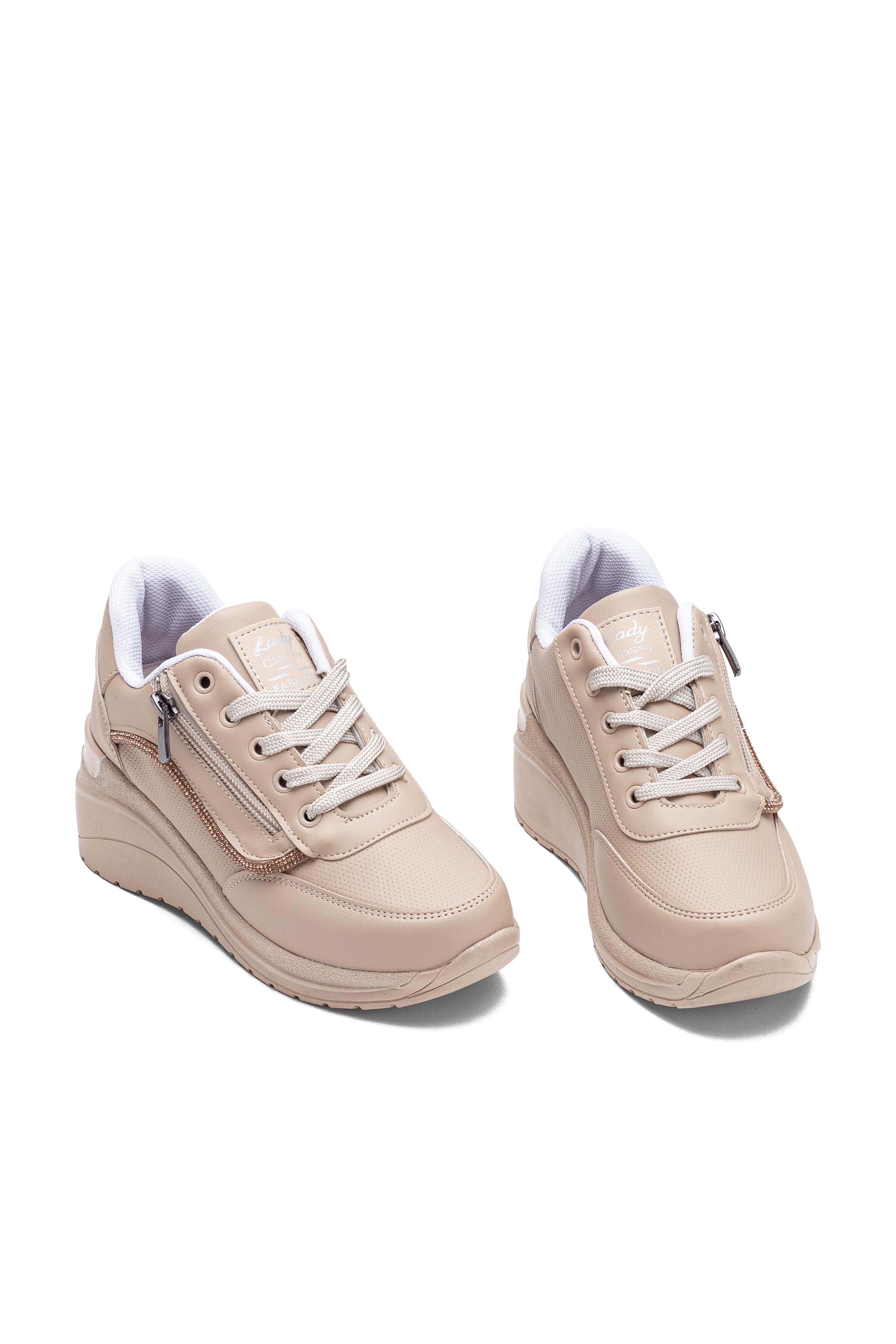 Kadın Taşlı Rahat Kalıp Kalın Topuklu Spor Ayakkabı Sneaker