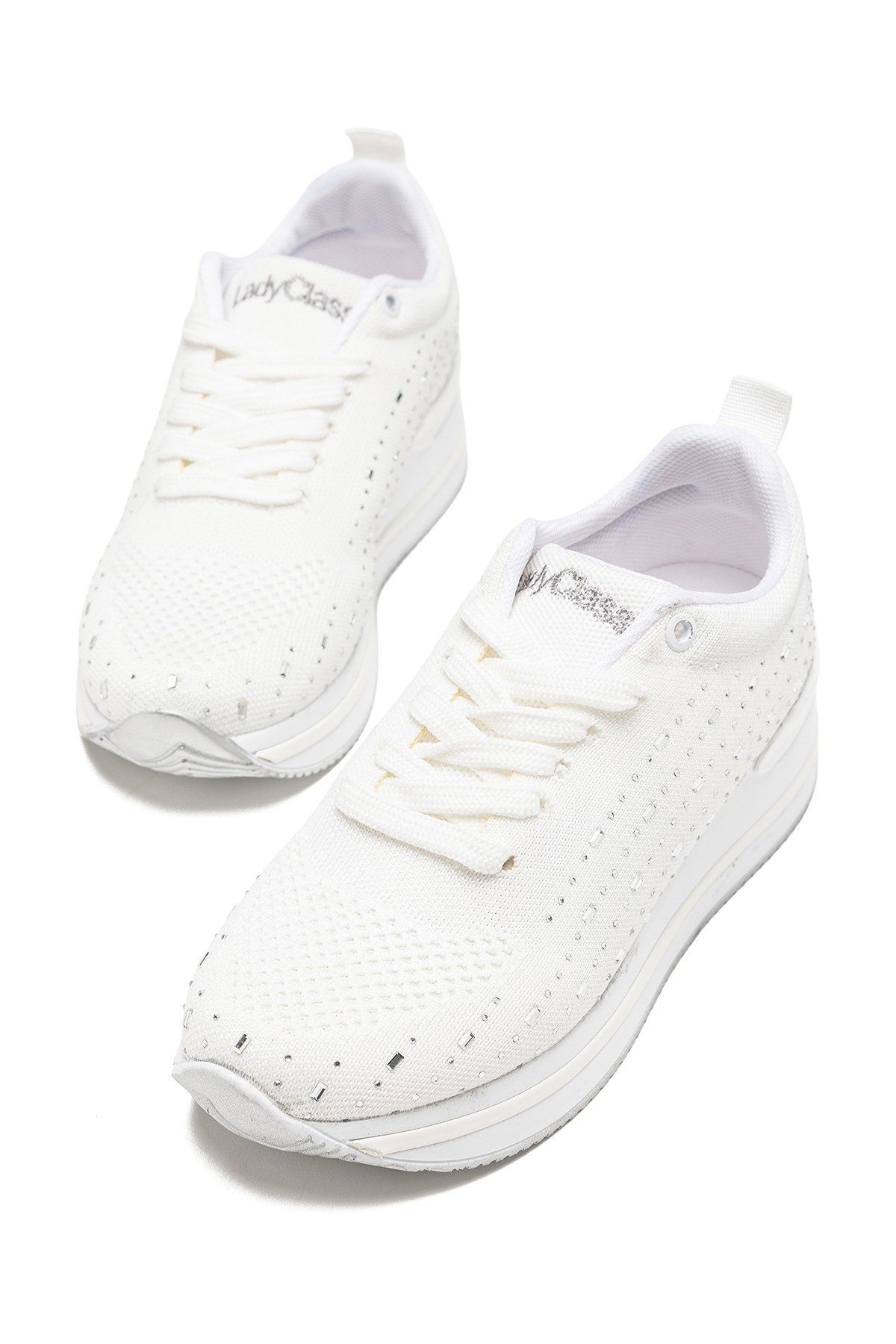 Kadın Yazlık Triko Sneaker Taş Detaylı Ortopedik Günlük Ayakkabı