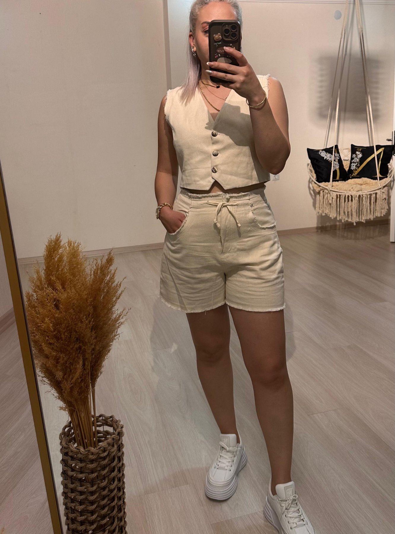 Gabardin Yelek Şort Takım