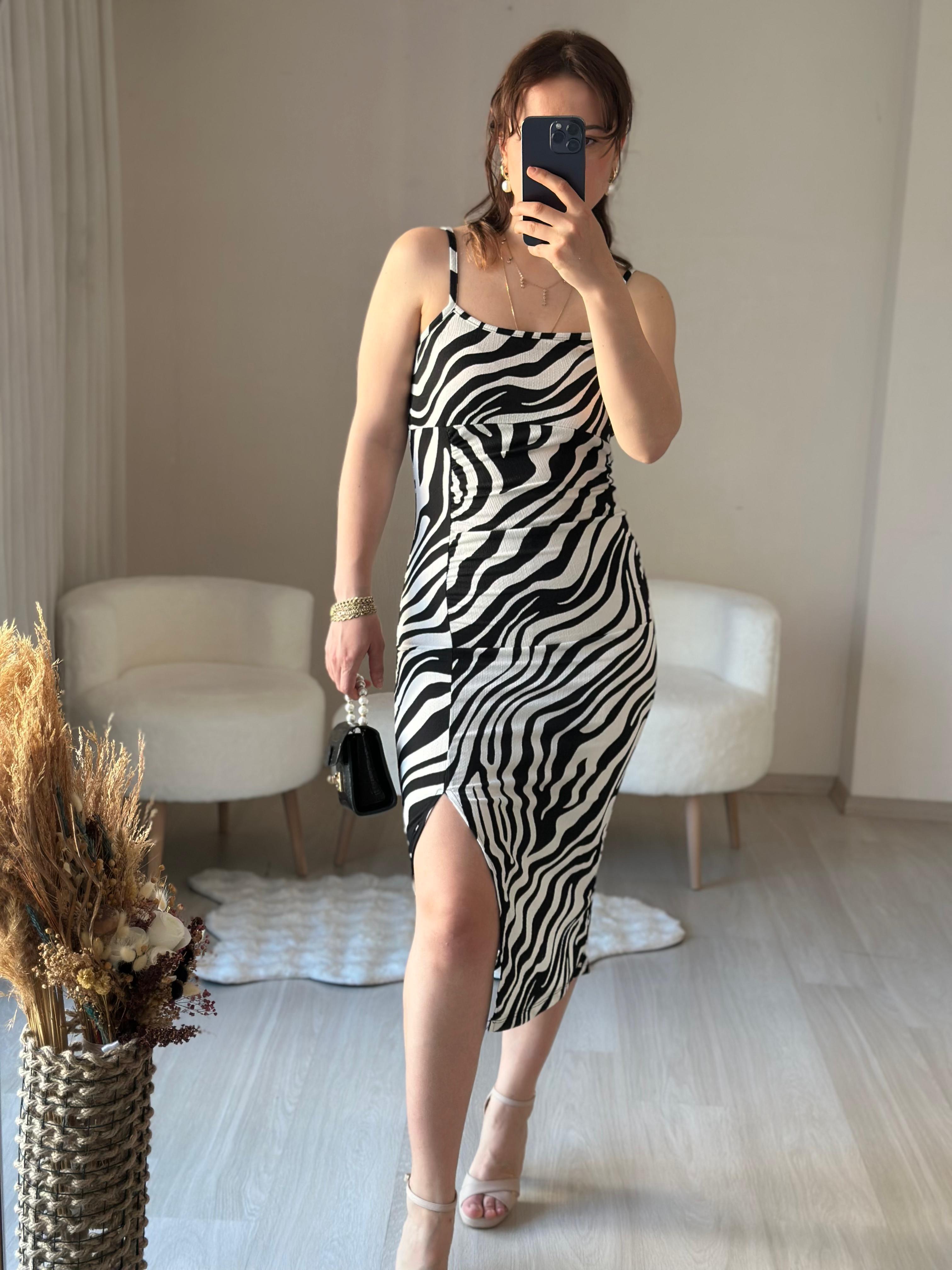 ZEBRA BASKILI ELBİSE