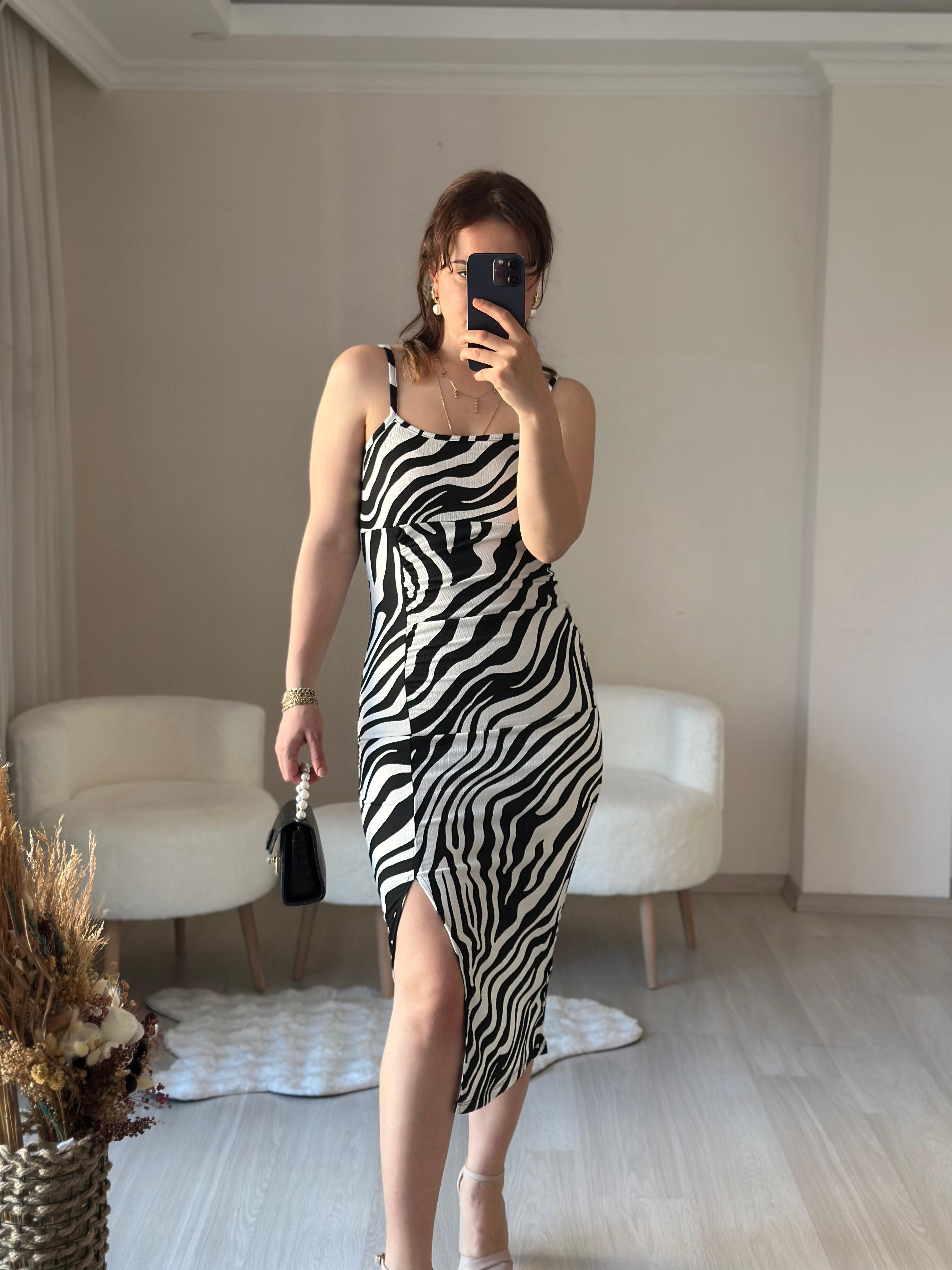 ZEBRA BASKILI ELBİSE