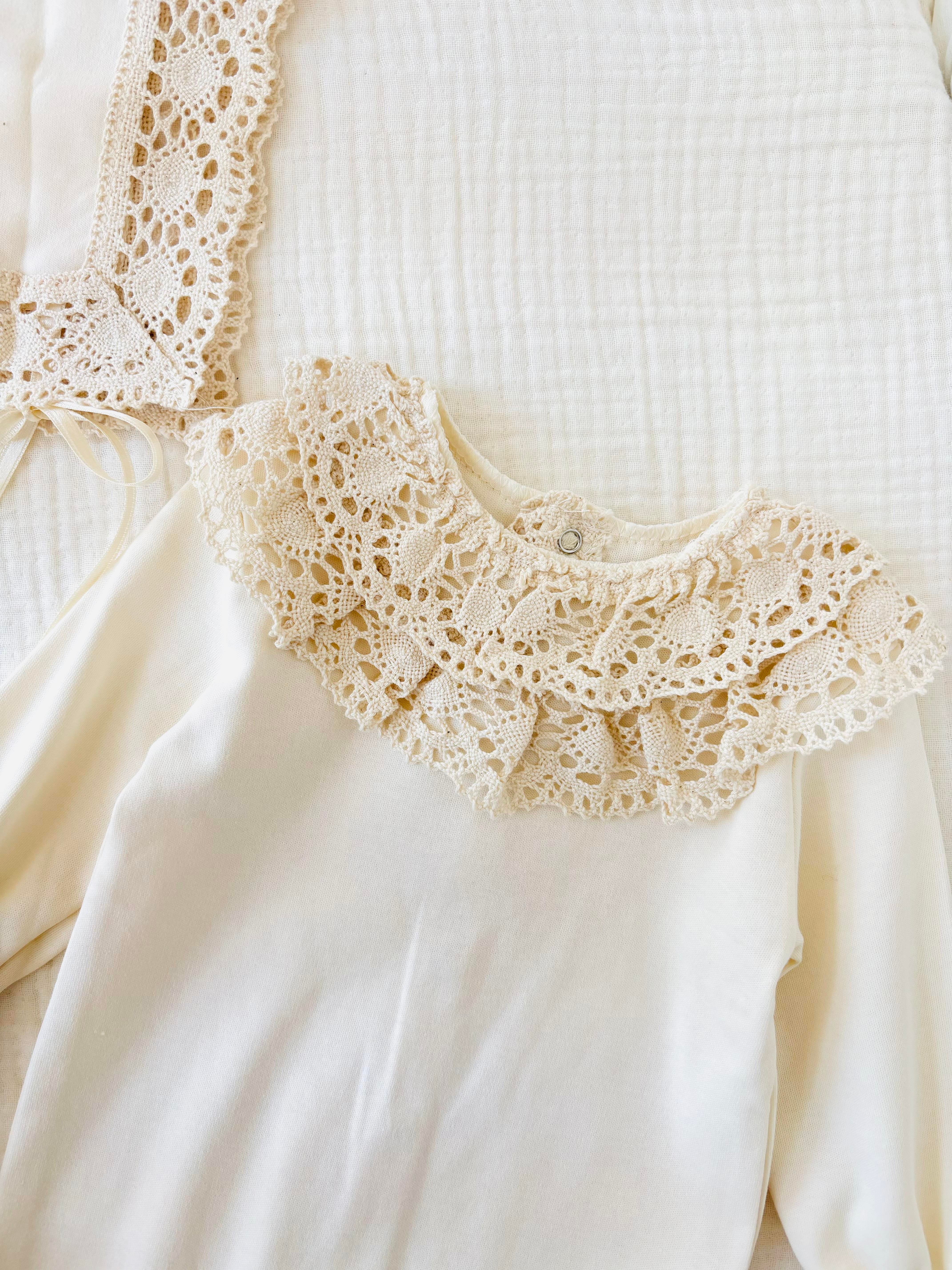 Aleo Dantelli Yenidoğan Tulum - Krem