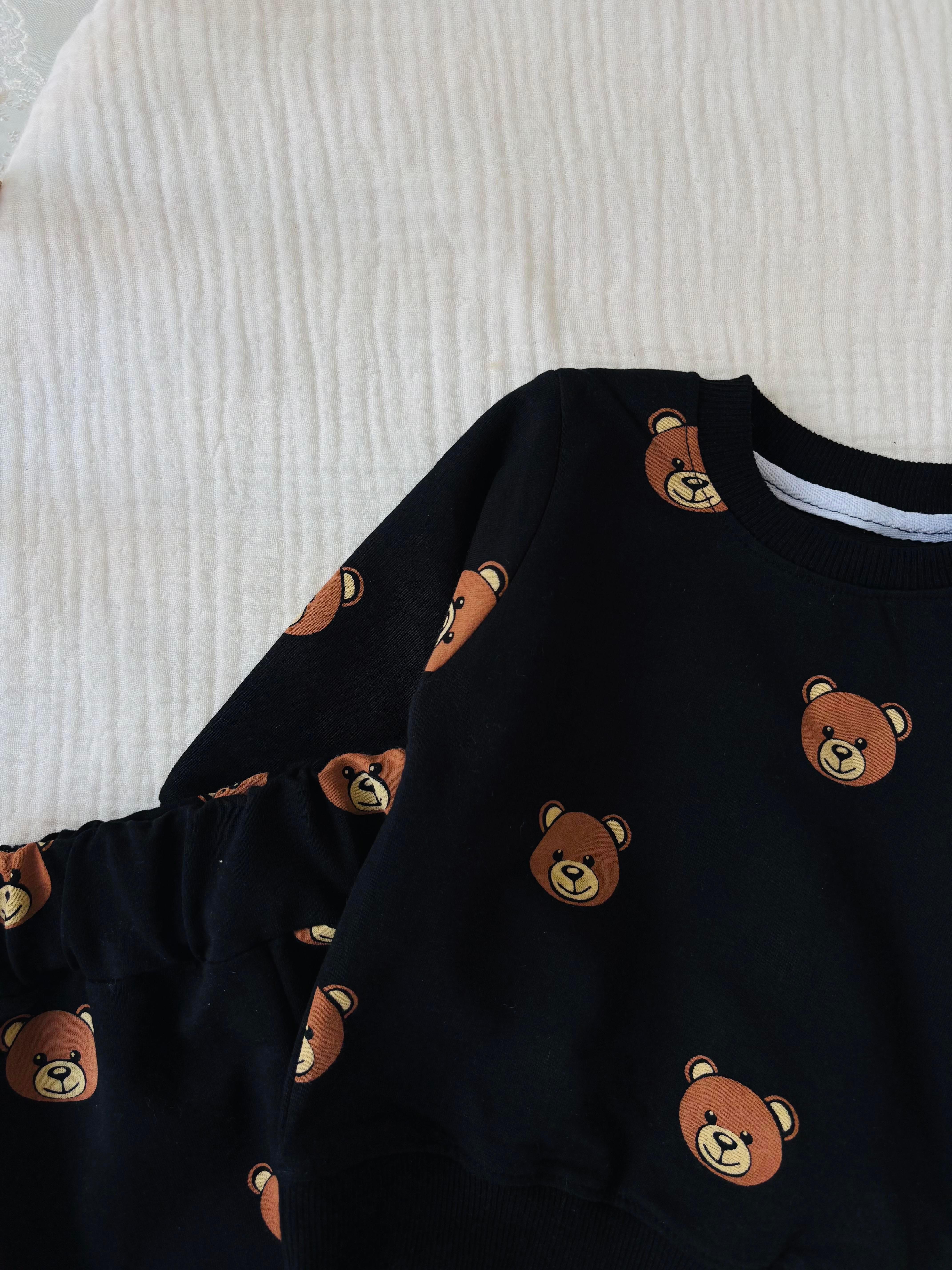 Arthur Ayı Desenli Takım - Siyah