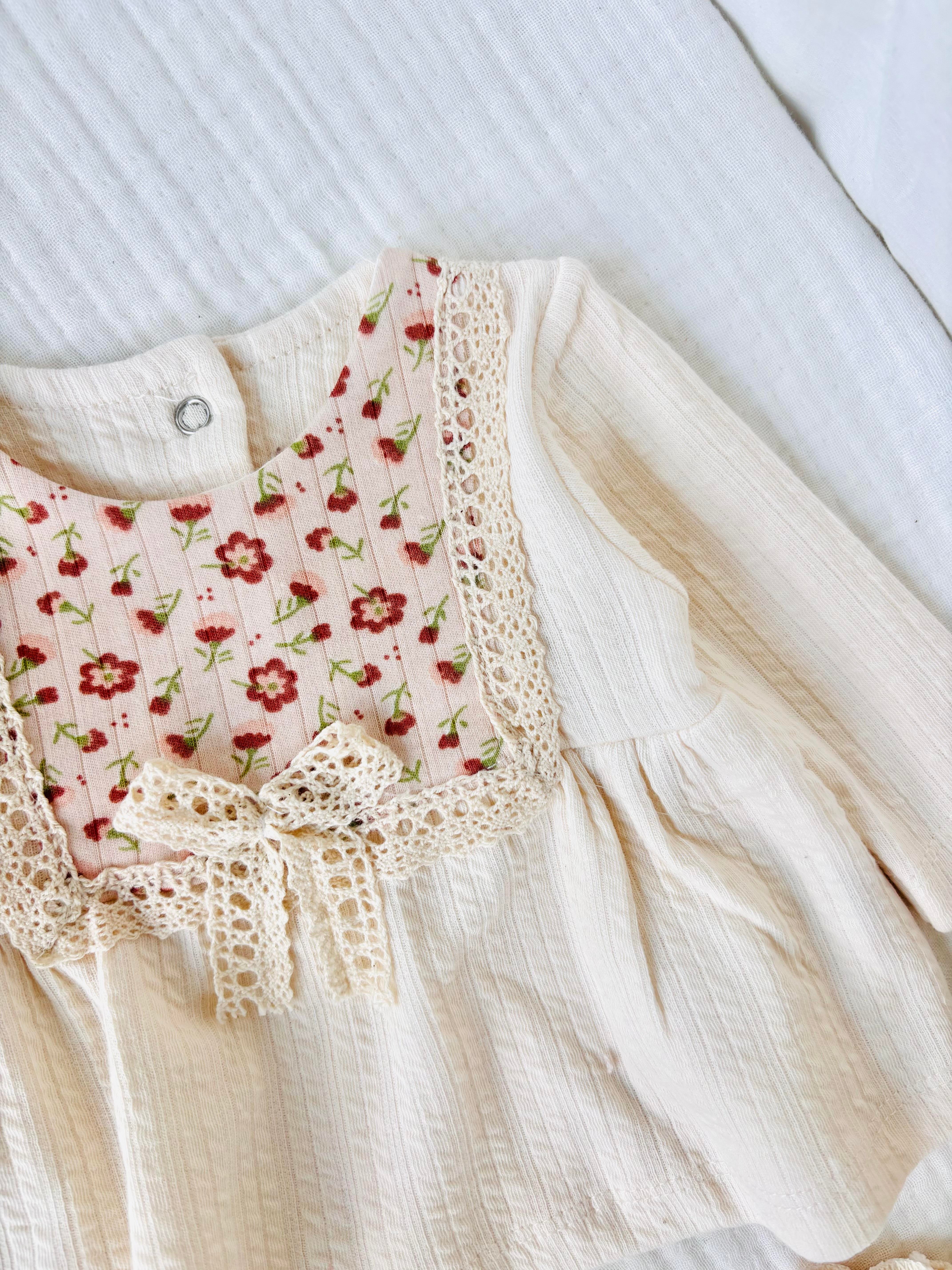 Ava Çiçekli Yenidoğan Takım - Krem