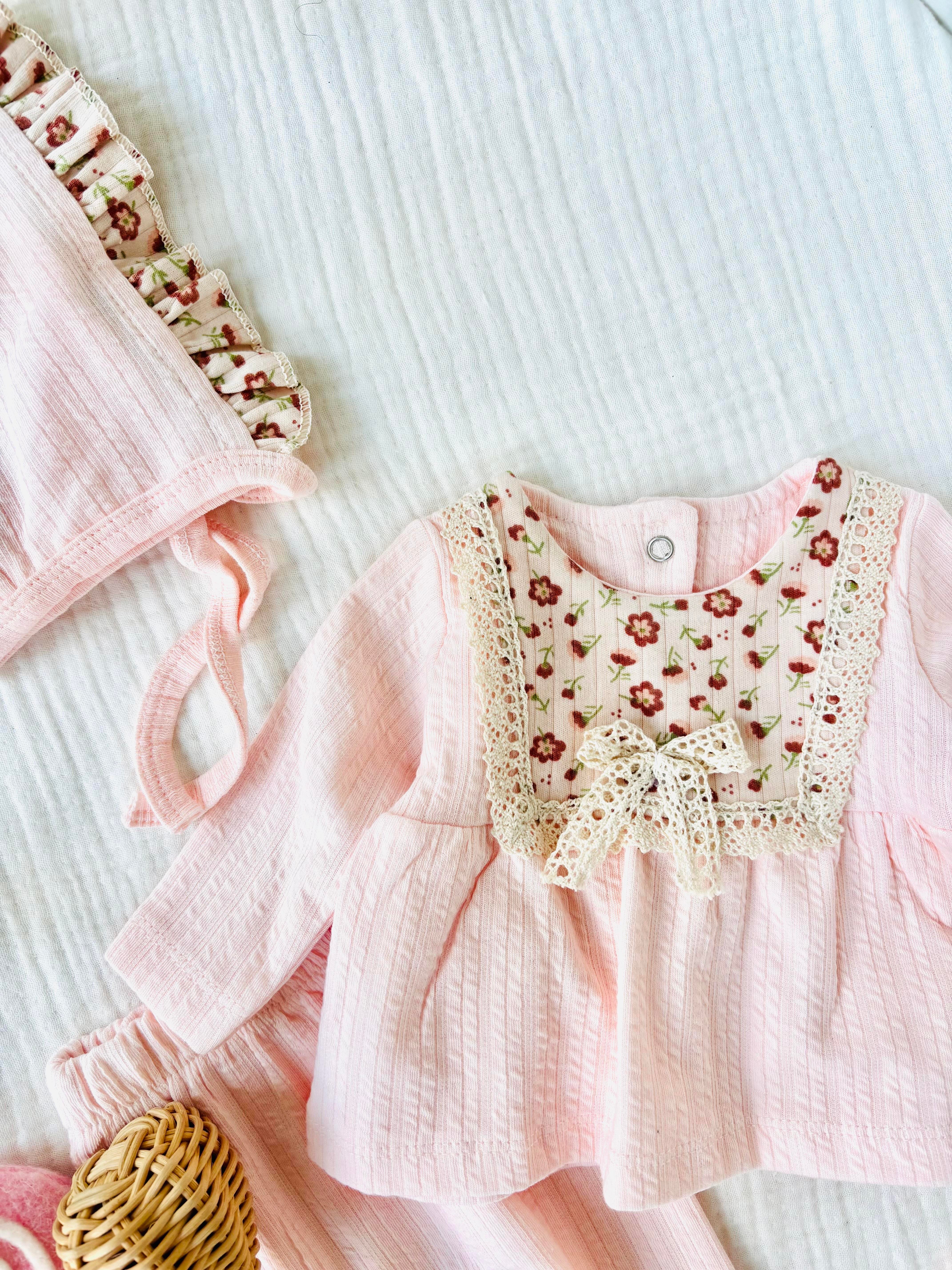 Ava Çiçekli Yenidoğan Takım - Pembe