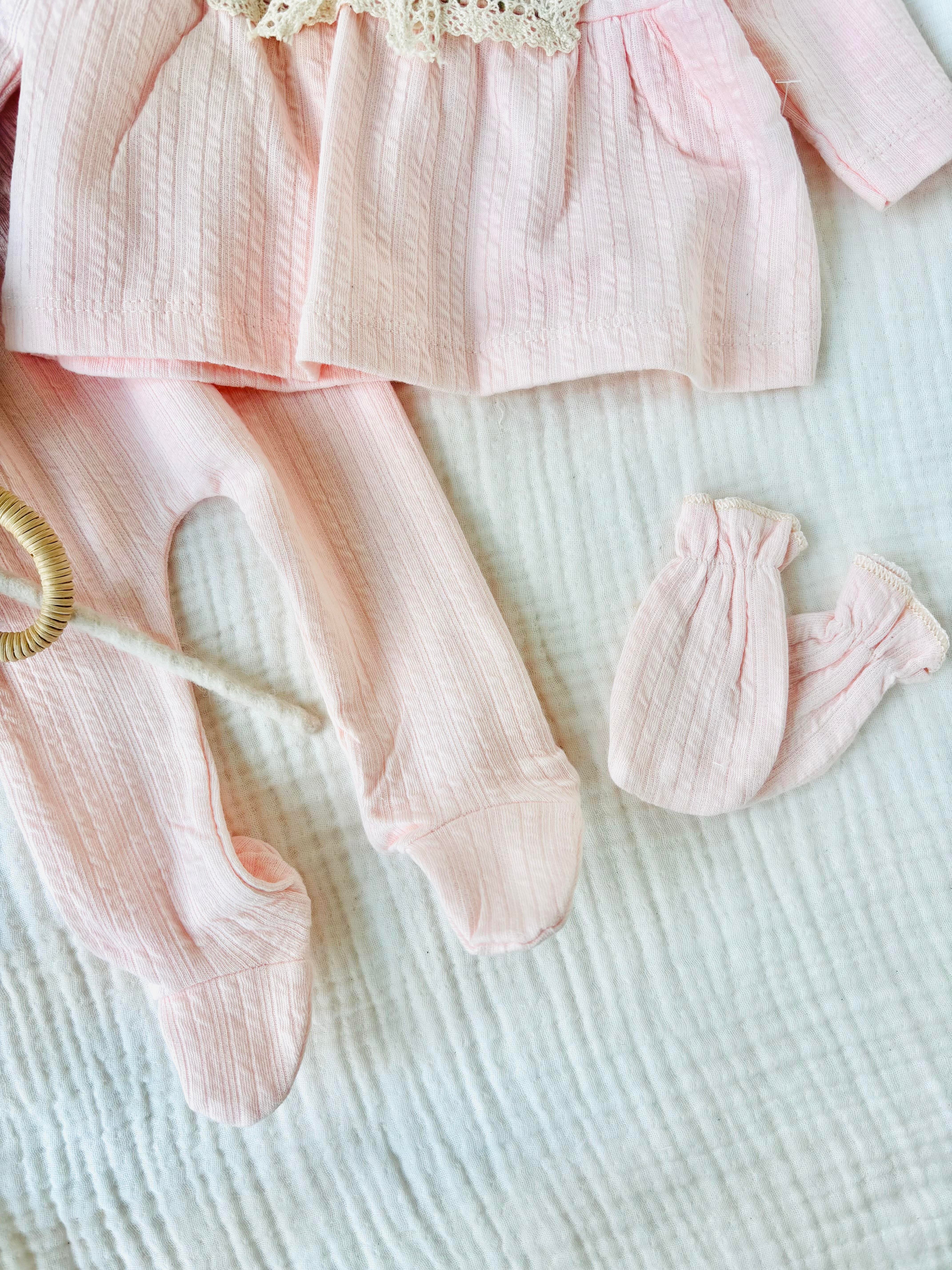 Ava Çiçekli Yenidoğan Takım - Pembe