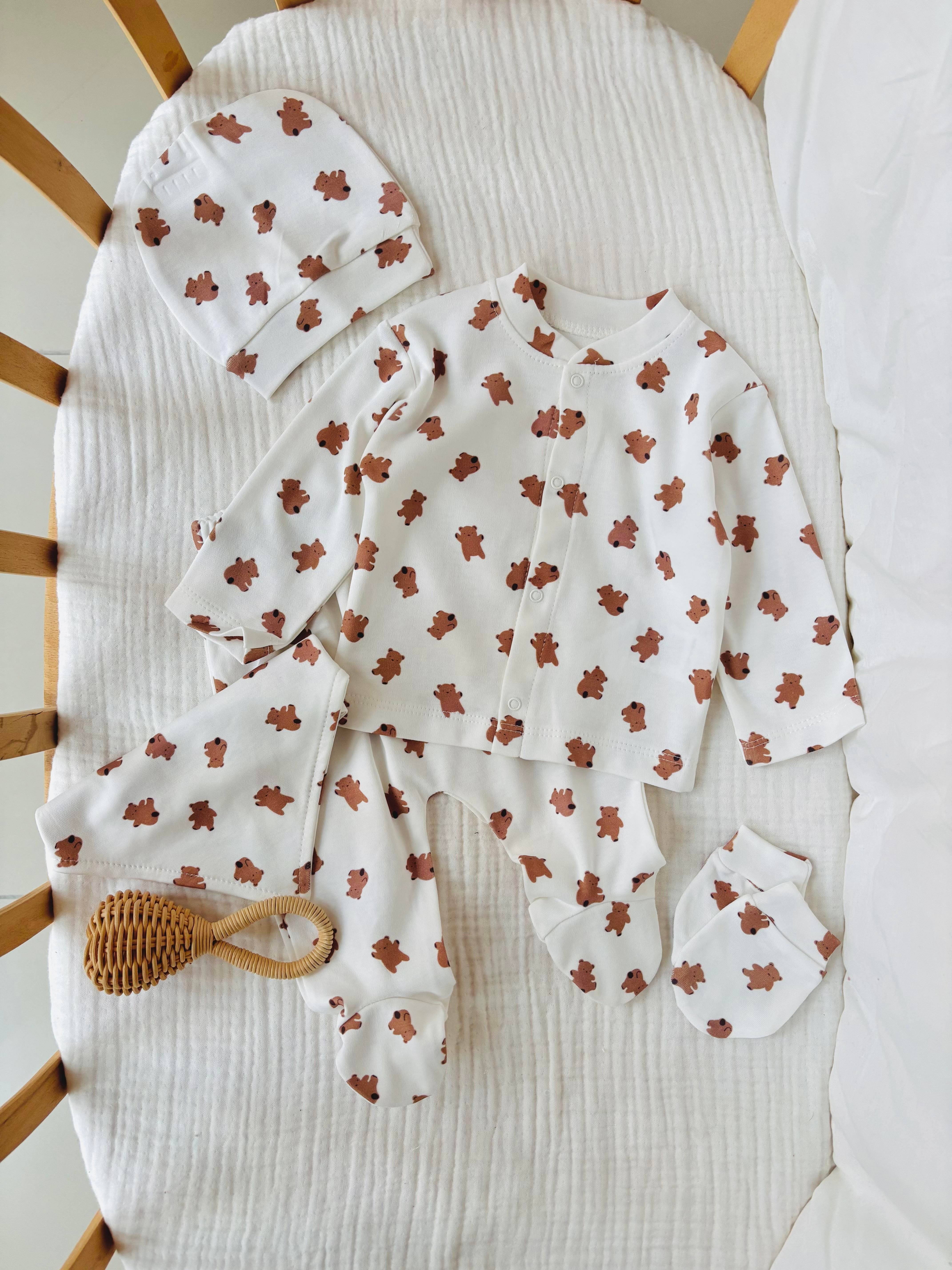 Bear Desenli Yenidoğan Takım