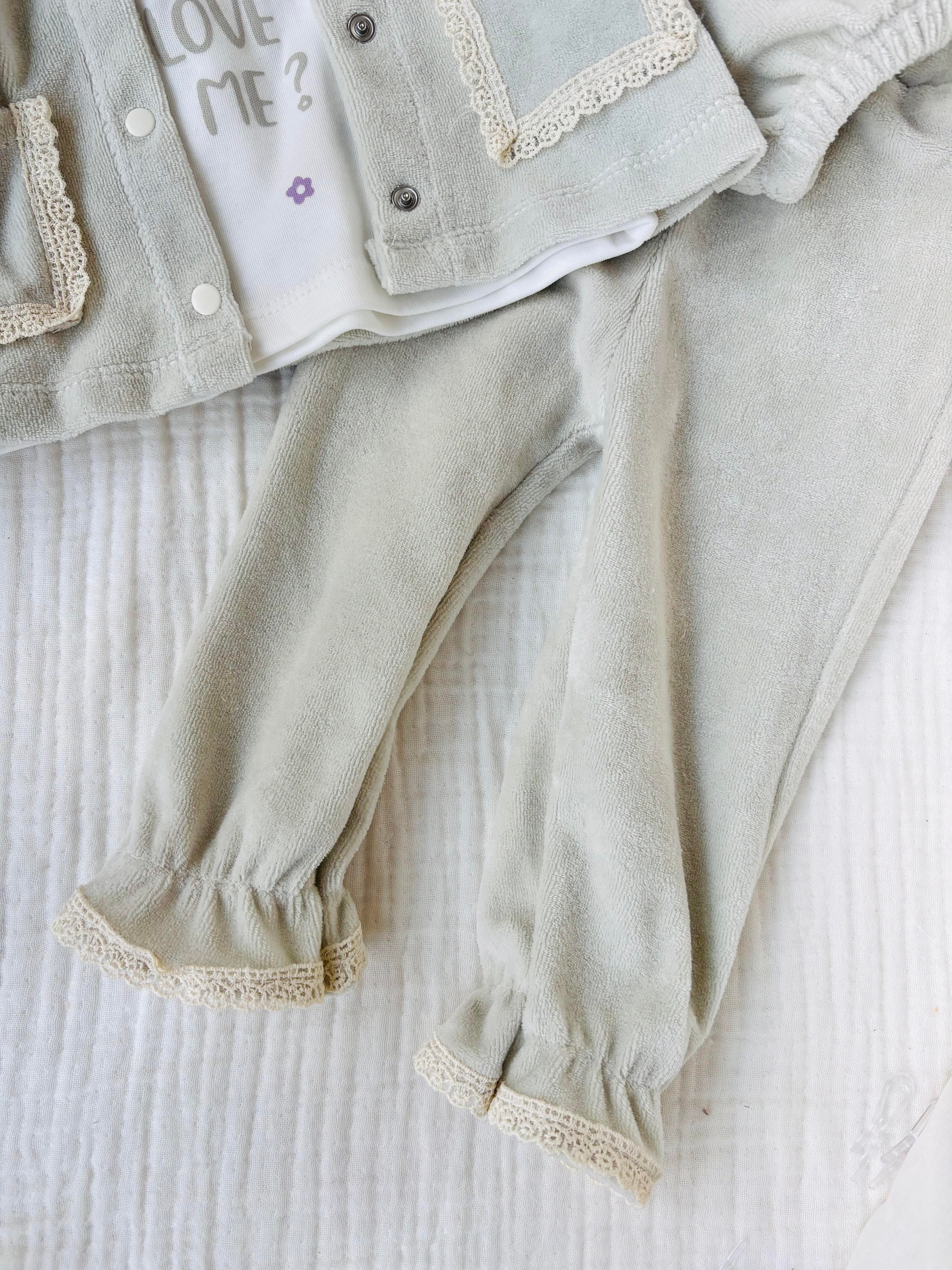 Blair 3 Parça Kadife Takım - Gri