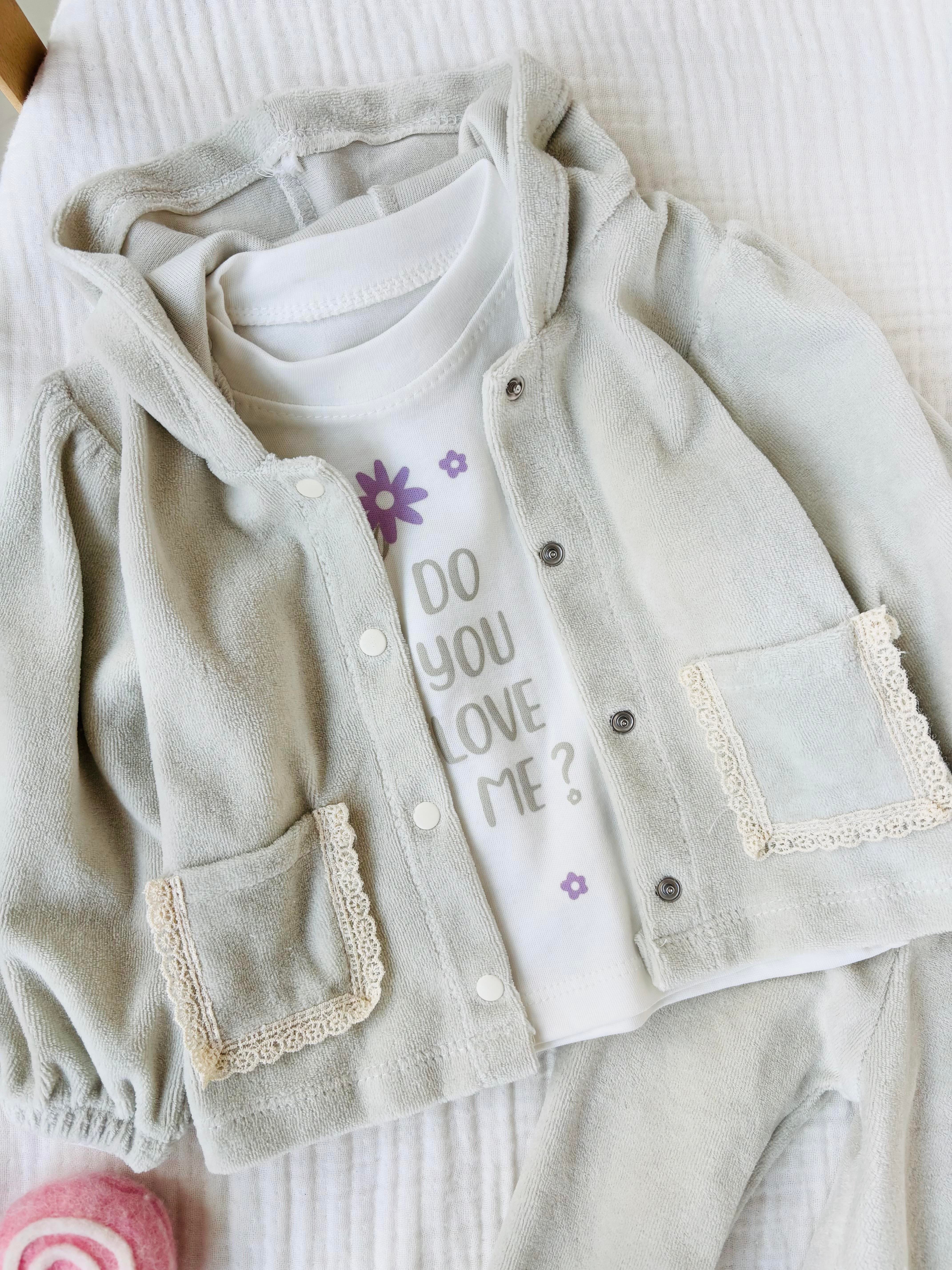 Blair 3 Parça Kadife Takım - Gri