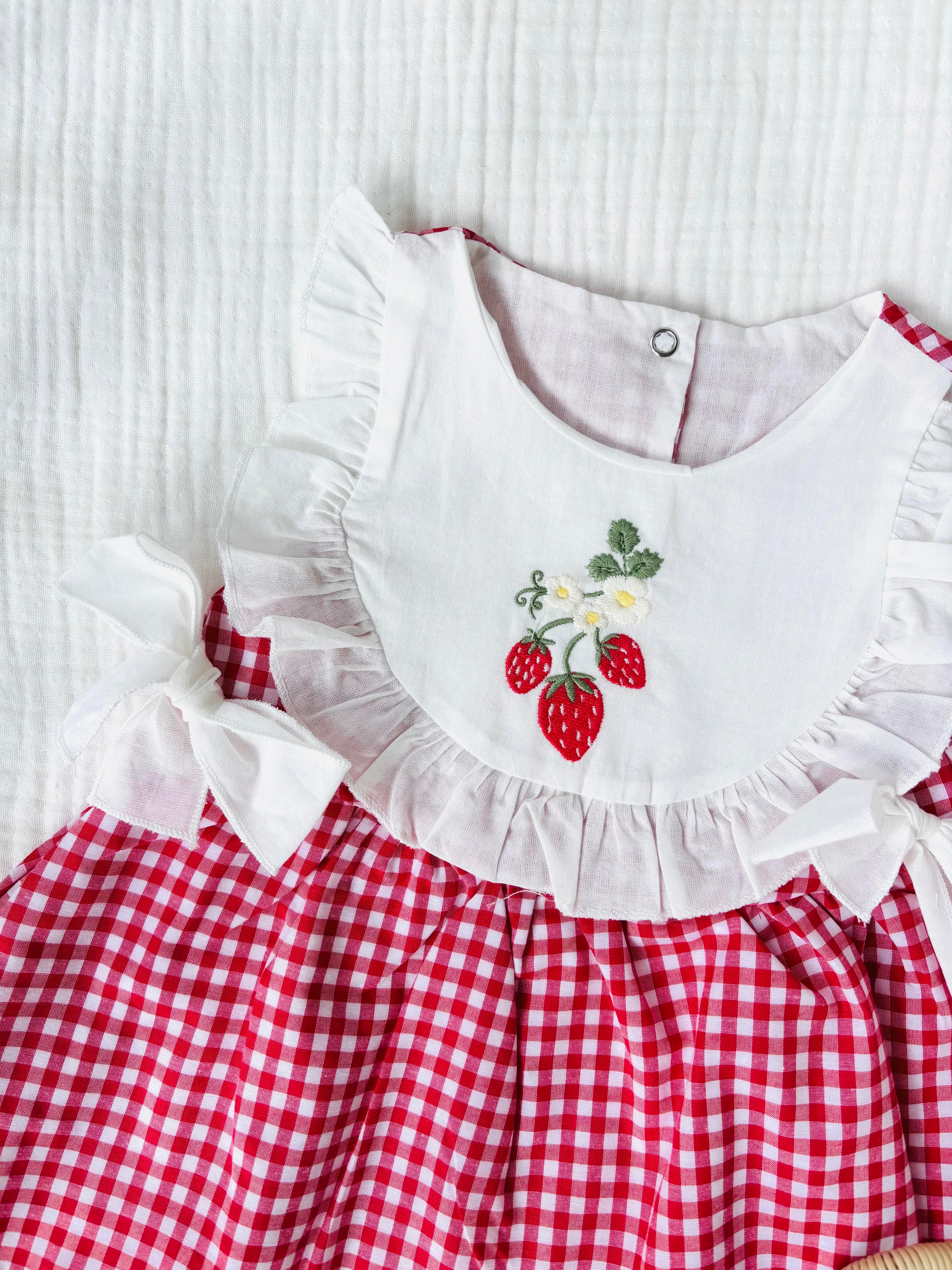 Cherry Ekoseli Elbise - Kırmızı