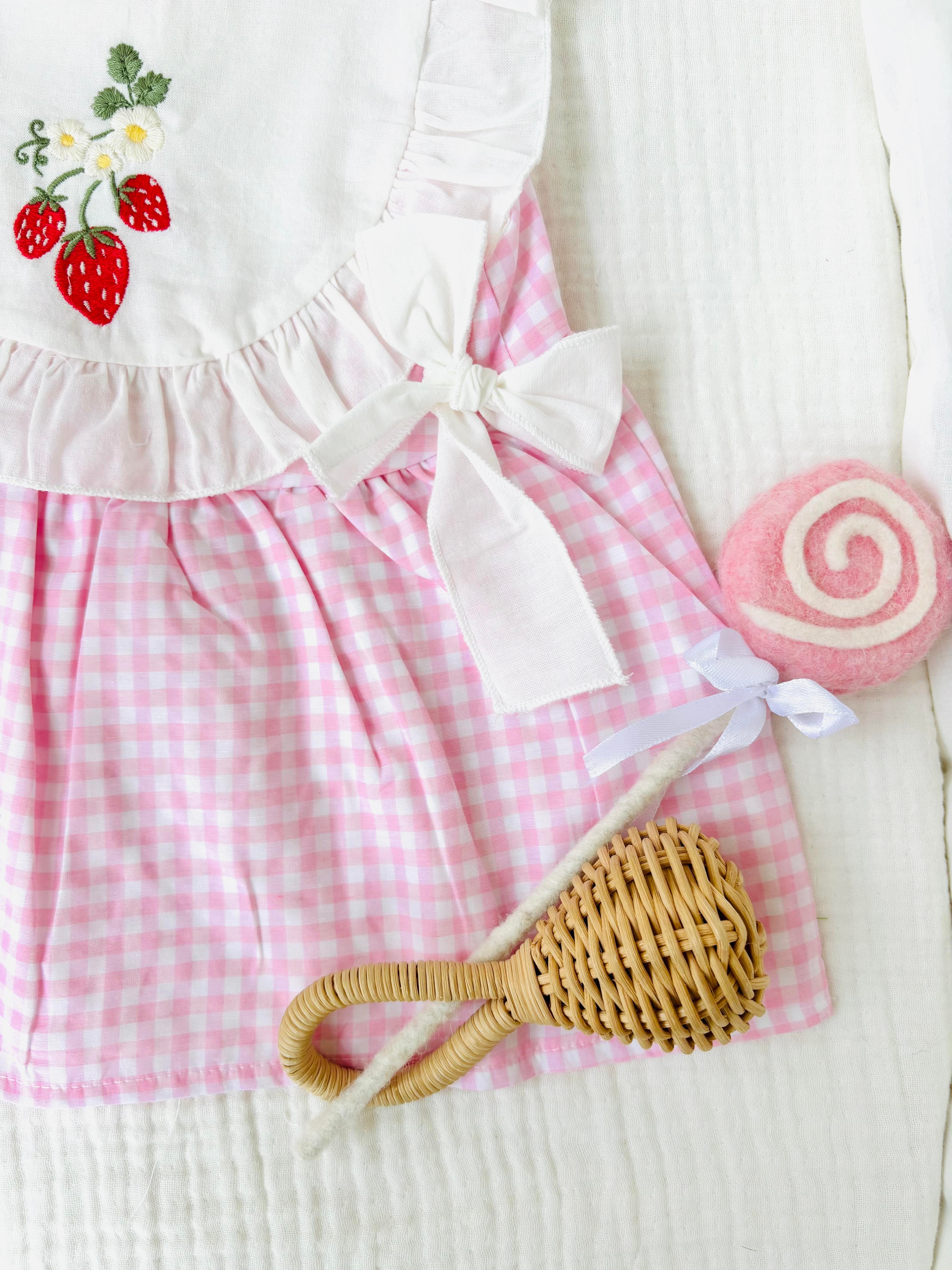 Cherry Ekoseli Elbise - Pembe