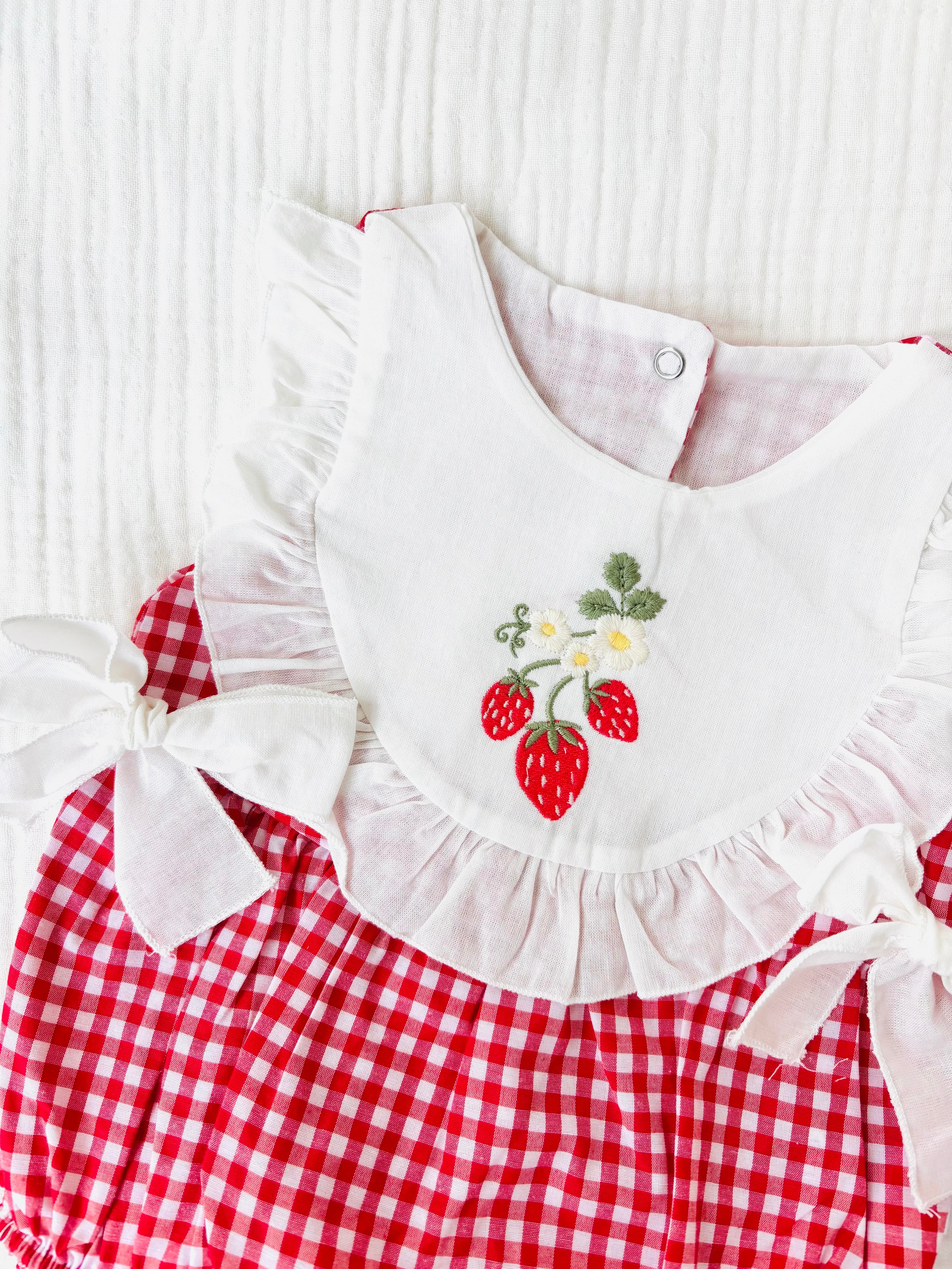 Cherry Ekoseli Romper - Kırmızı