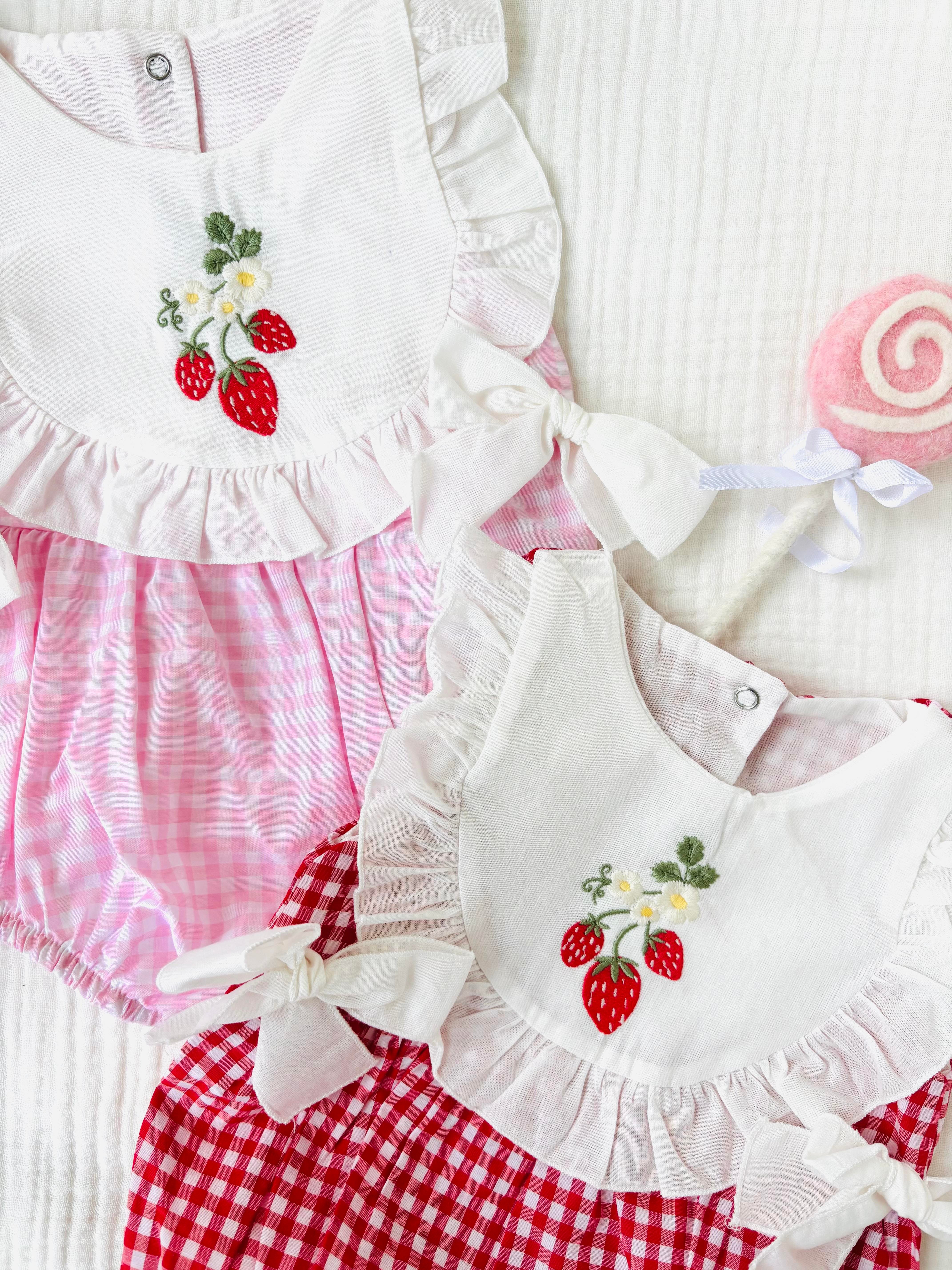 Cherry Ekoseli Romper - Pembe